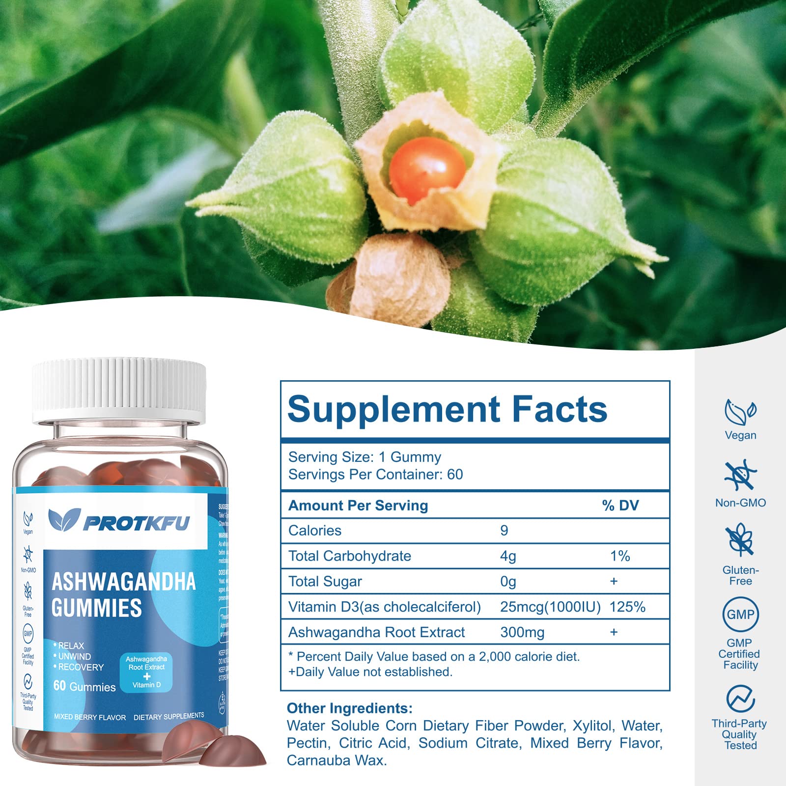 ProTKFU Ashwagandha Gummies showing individual gummy size and texture