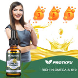 ProTKFU Hemp Oil Omega 3-6-9 bottle side view