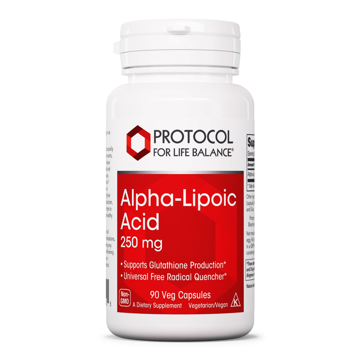 PROTOCOL FOR LIFE BALANCE Alpha Lipoic Acid 250mg vegan capsule front view