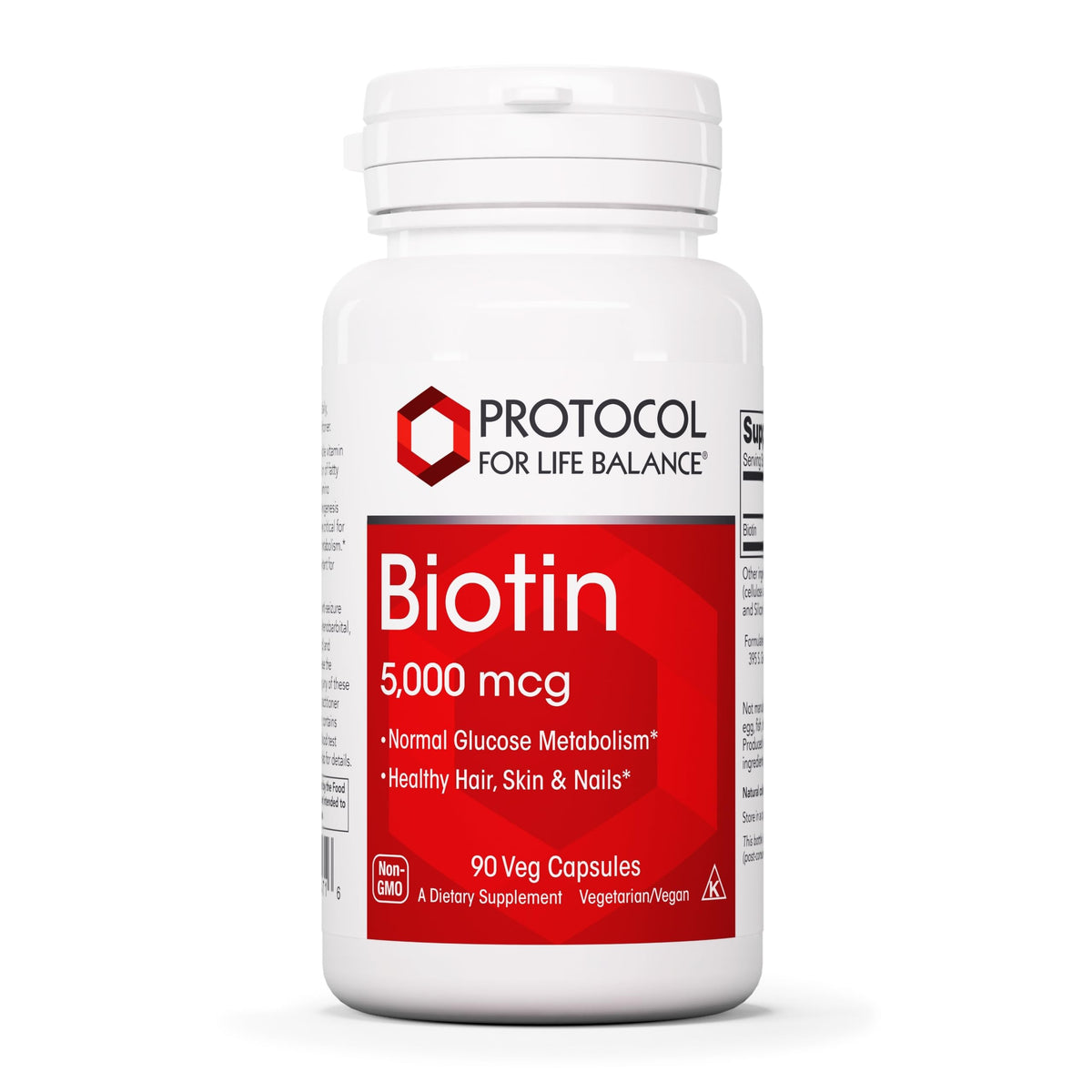 PROTOCOL FOR LIFE BALANCE Biotin B7 Supplement 5000mcg capsule front view