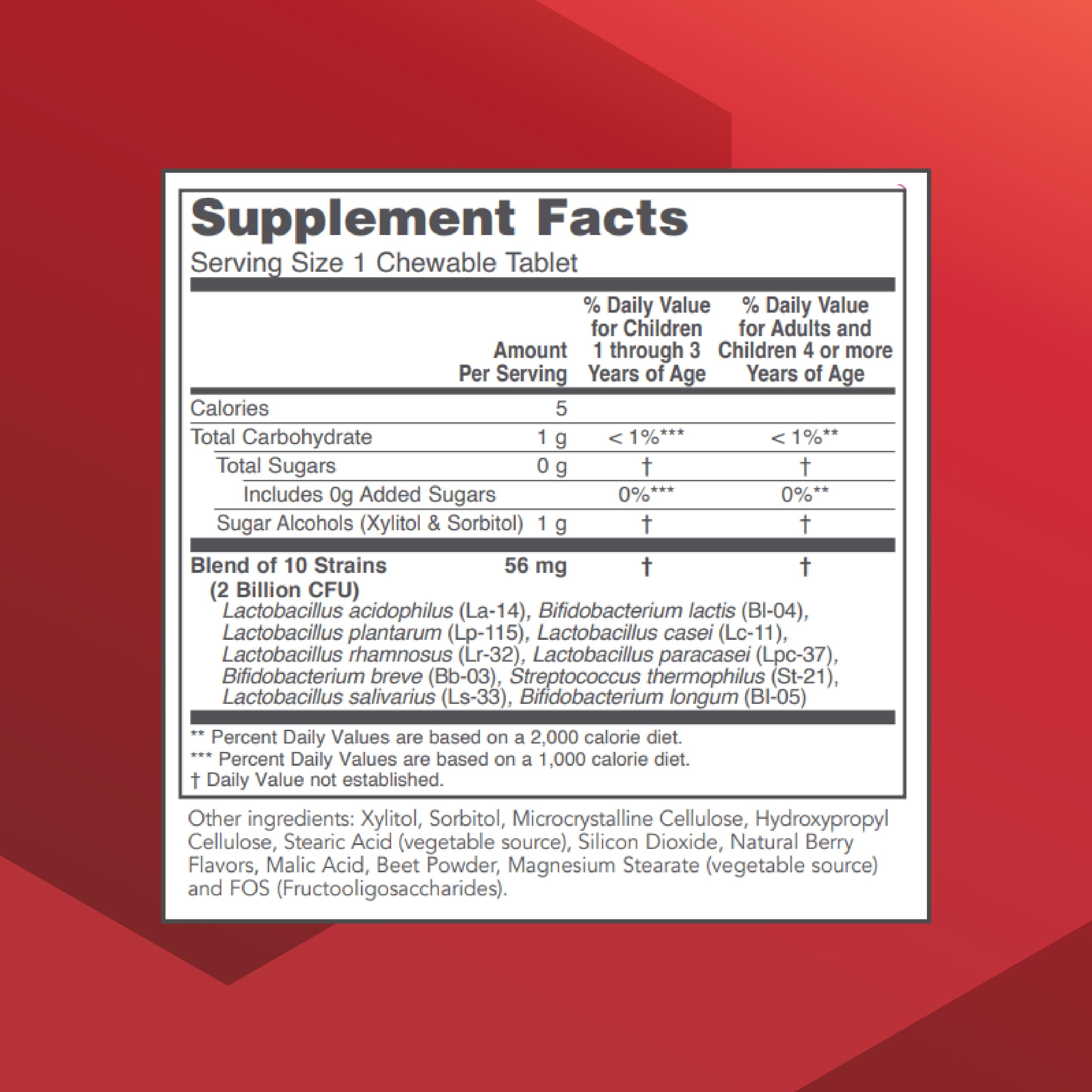 PROTOCOL FOR LIFE BALANCE Chewable Probiotic tablet close-up
