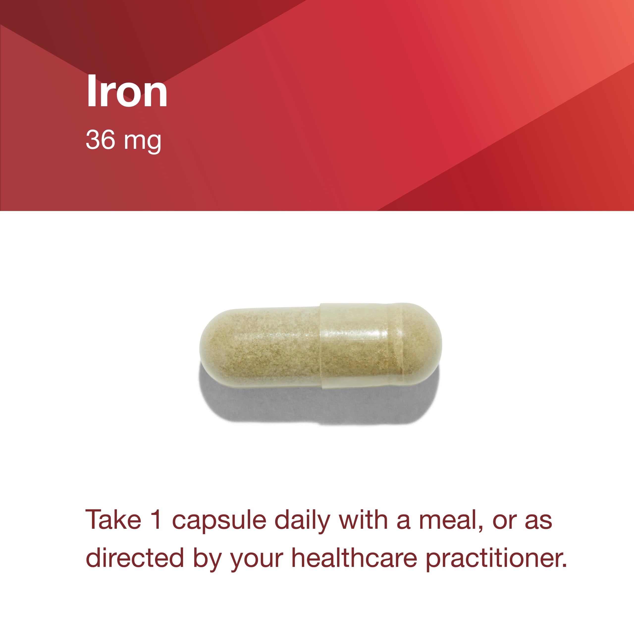 PROTOCOL FOR LIFE BALANCE Iron Supplement bottle with capsules spilling out