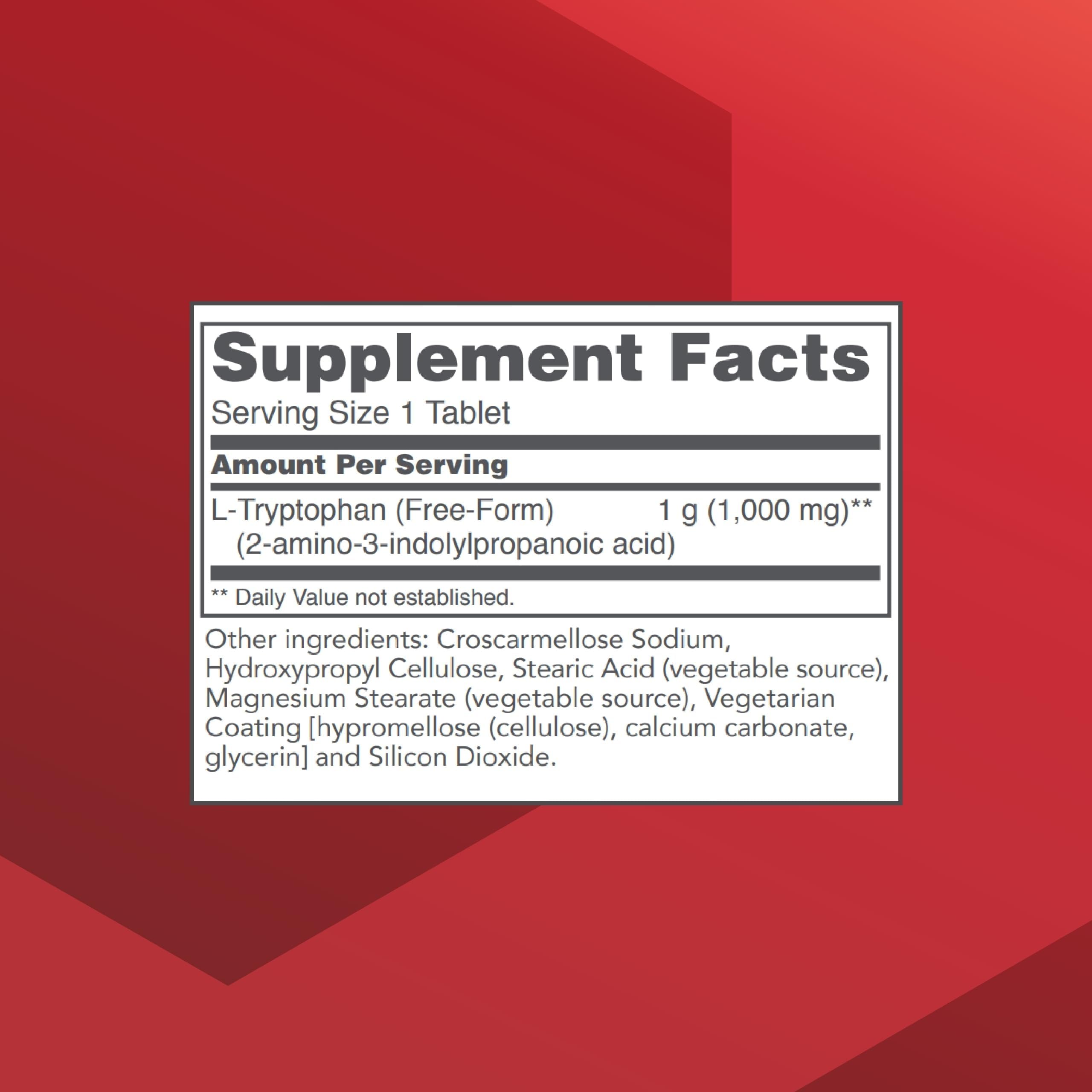PROTOCOL FOR LIFE BALANCE L-Tryptophan 1000 mg bottle with 60 tablets