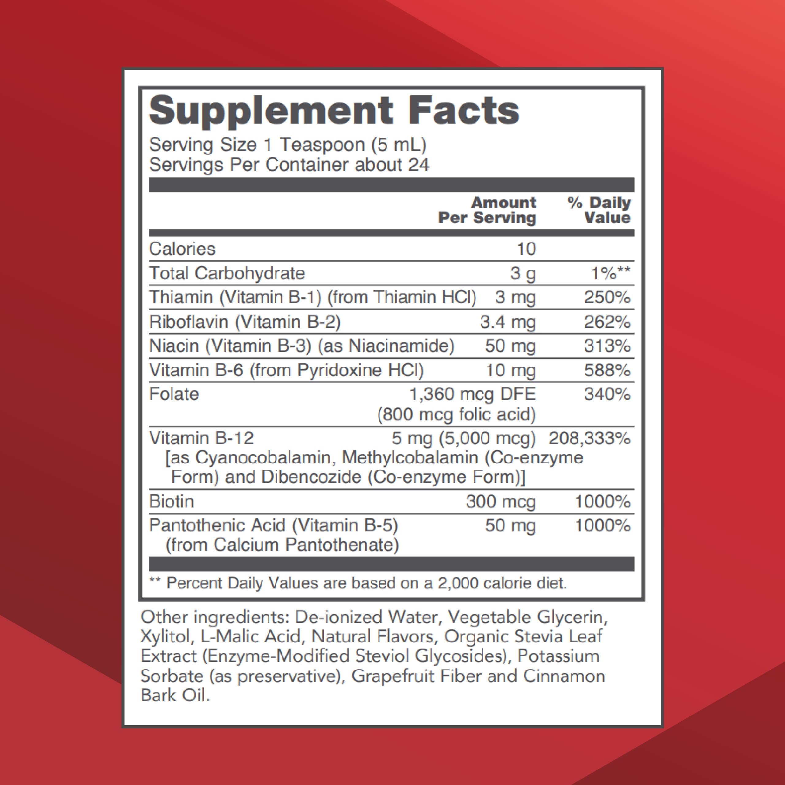 PROTOCOL FOR LIFE BALANCE Liquid B12 5000mcg bottle side view