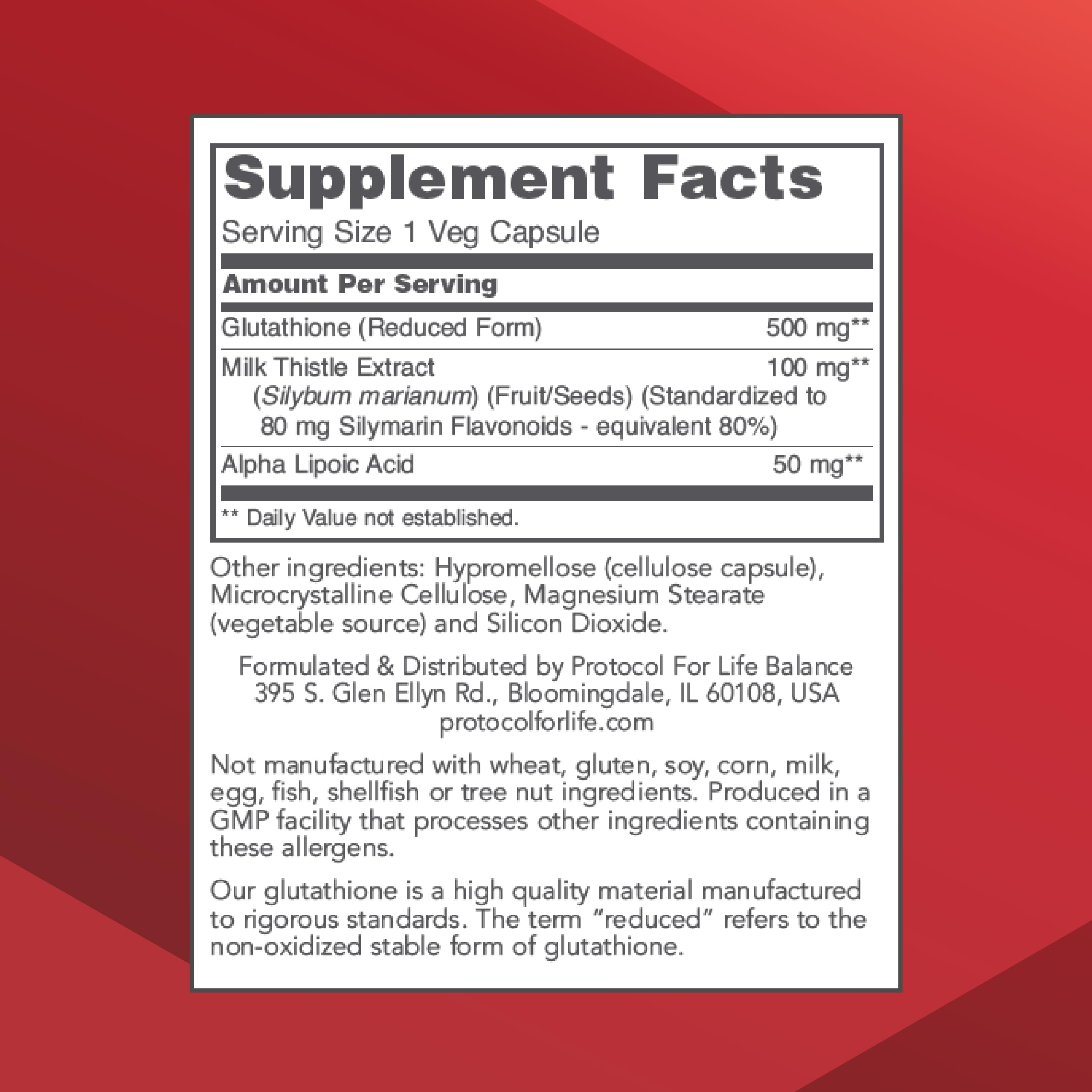 PROTOCOL FOR LIFE BALANCE Milk Thistle Supplement side view