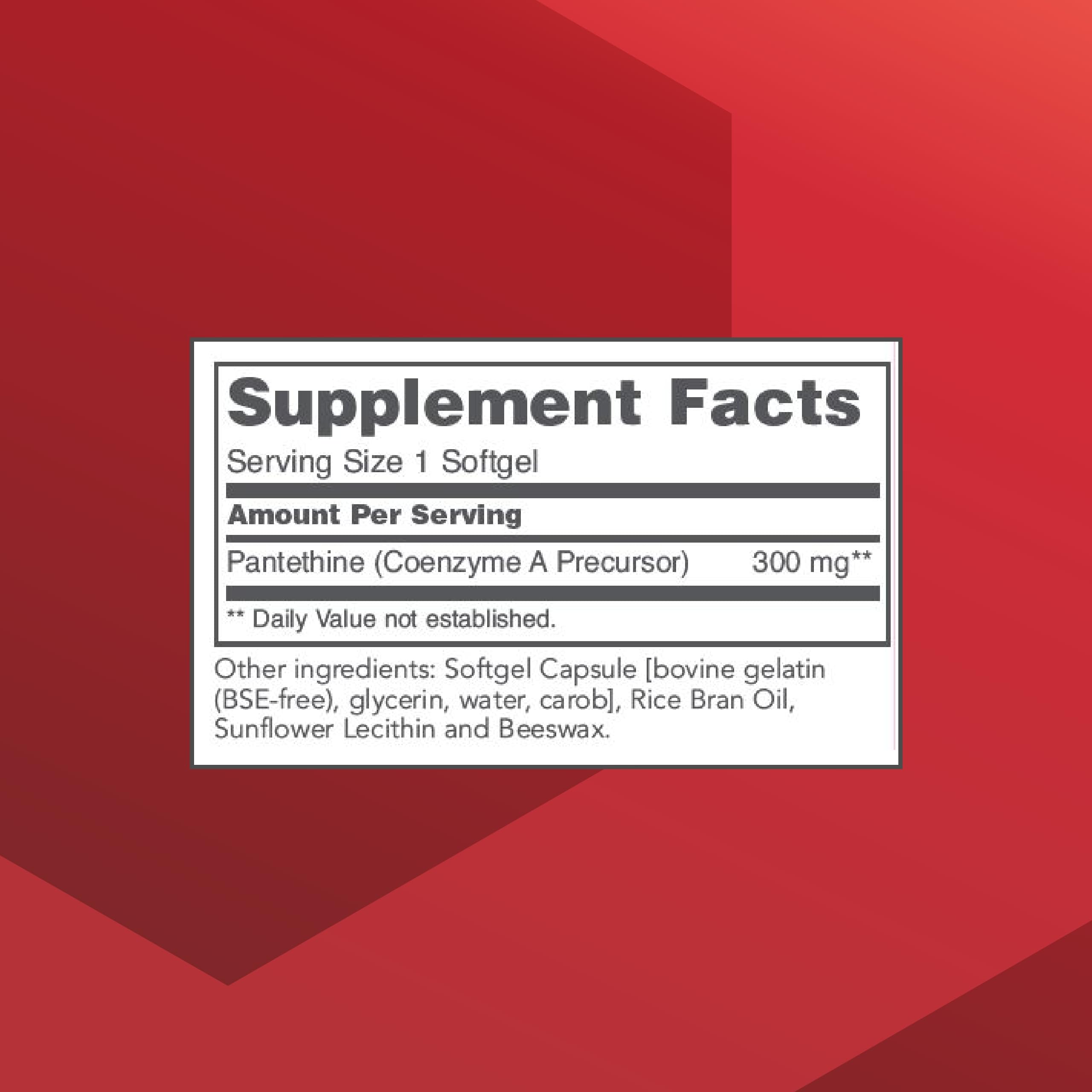 PROTOCOL FOR LIFE BALANCE Pantethine 300mg Softgels bottle side view