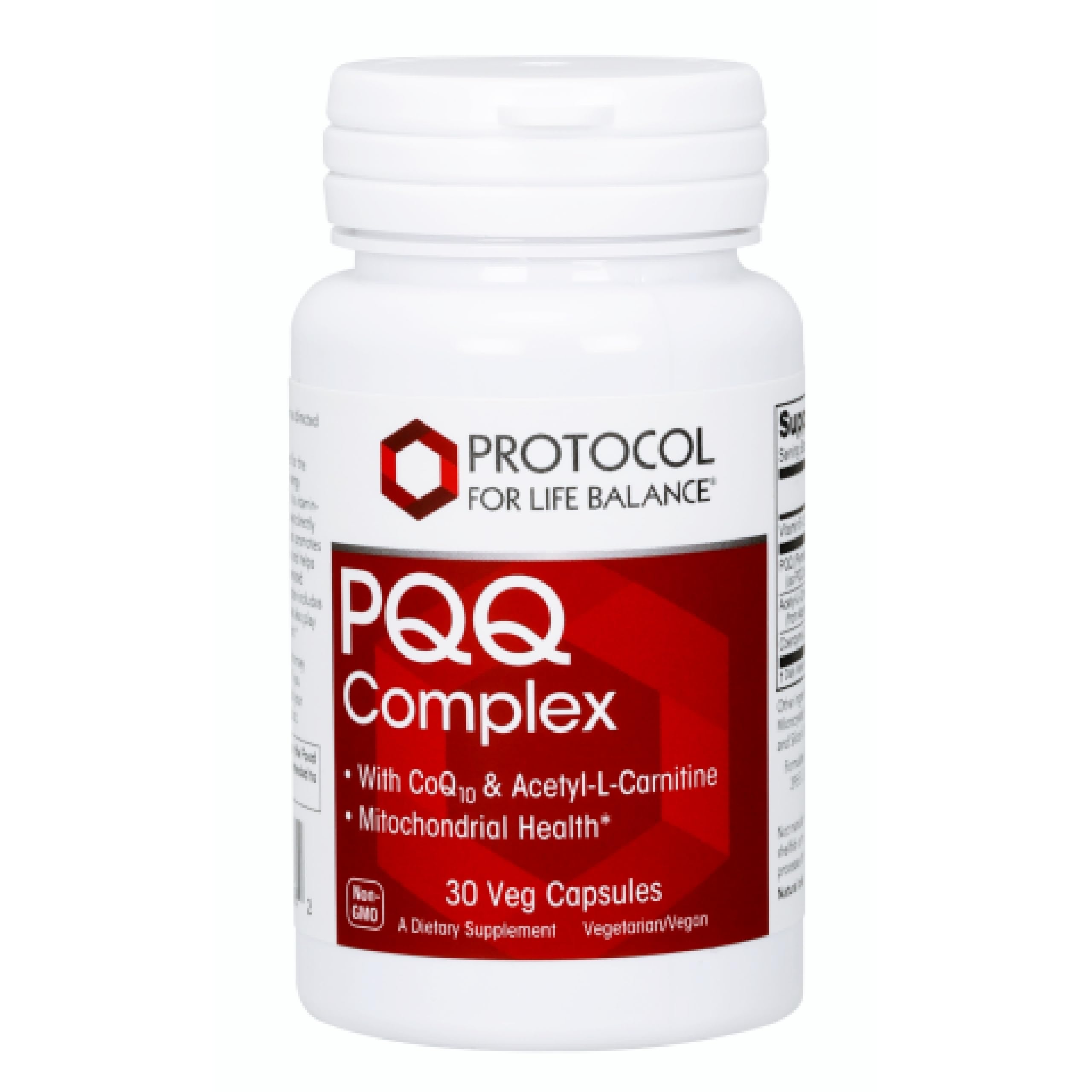PROTOCOL FOR LIFE BALANCE PQQ Complex 20mg 60 Veg Capsules front view