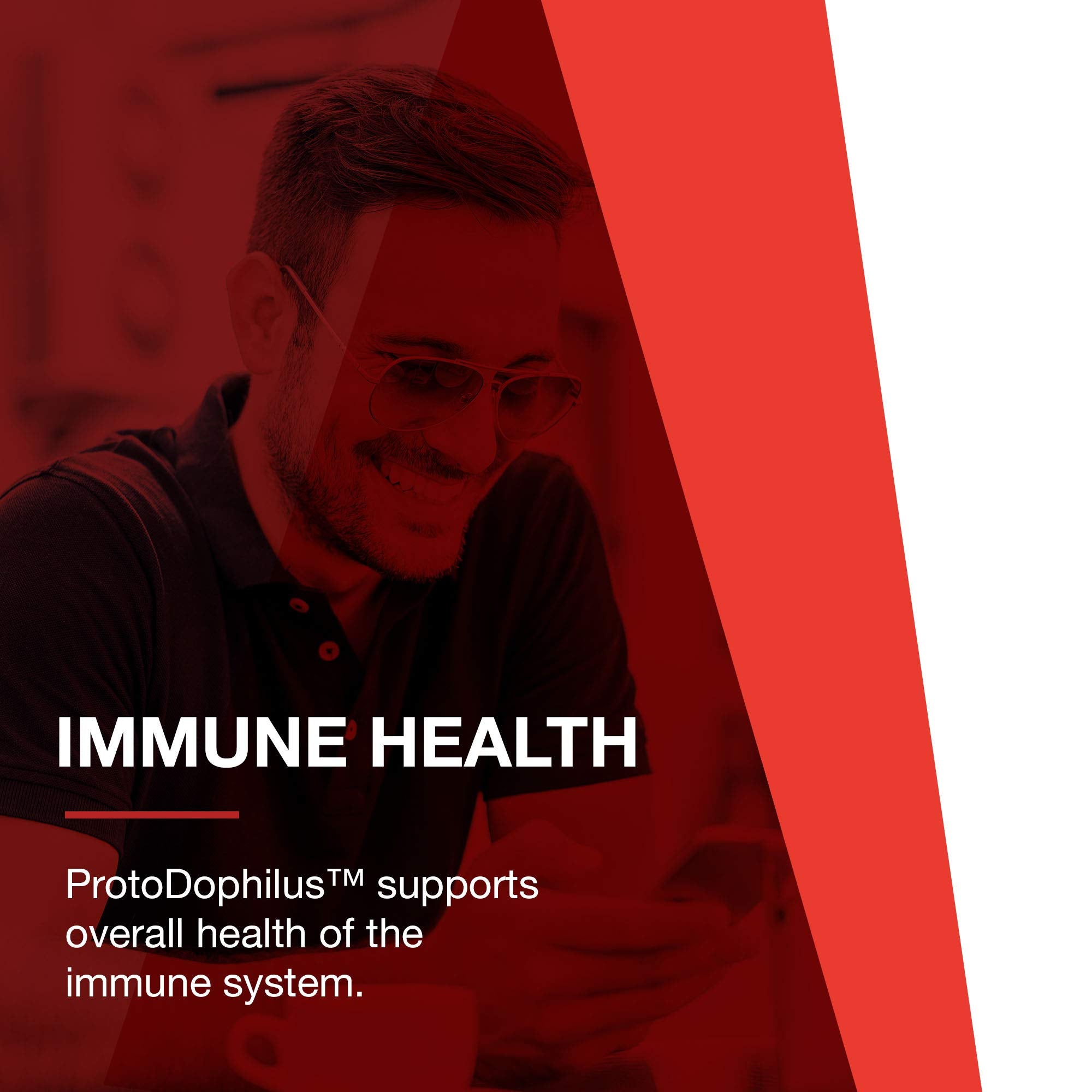 PROTOCOL FOR LIFE BALANCE ProtoDophilus Probiotic bottle with a glass of water