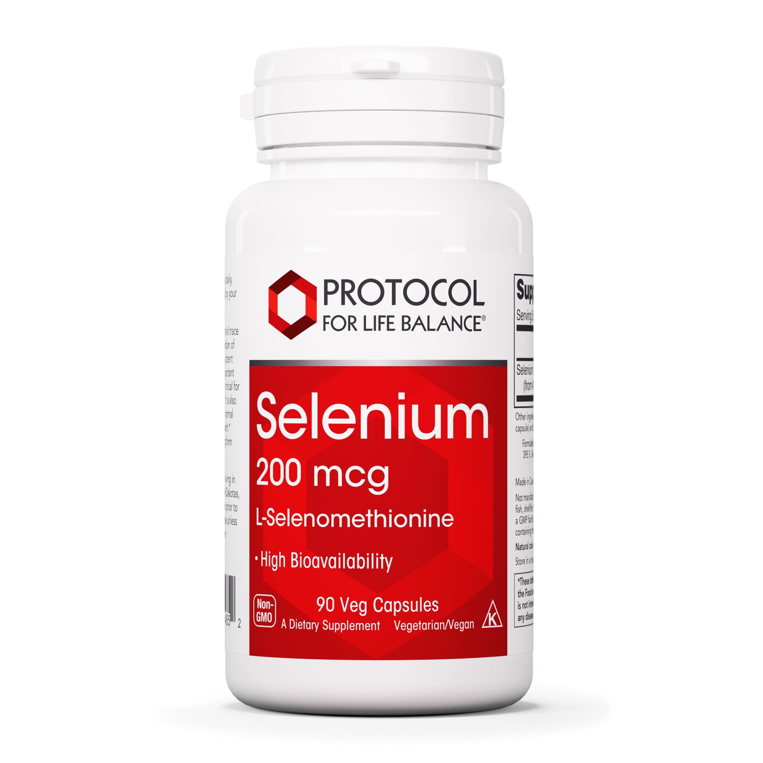 PROTOCOL FOR LIFE BALANCE Selenium Supplement 200mcg Veg Capsules front view