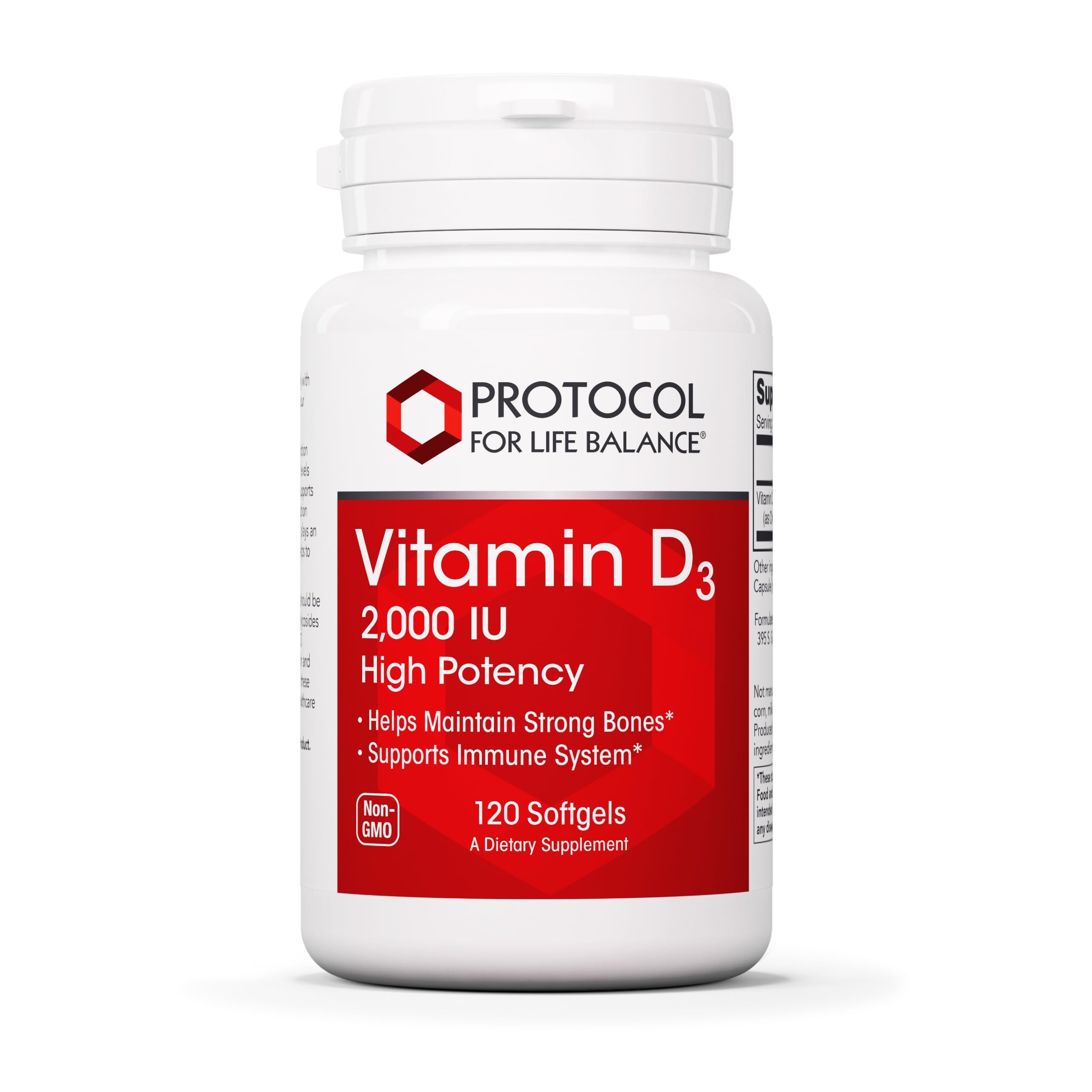 PROTOCOL FOR LIFE BALANCE Vitamin D3 2000 IU Softgel front view