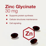 PROTOCOL FOR LIFE BALANCE Zinc Glycinate 30mg Softgels with dosage information