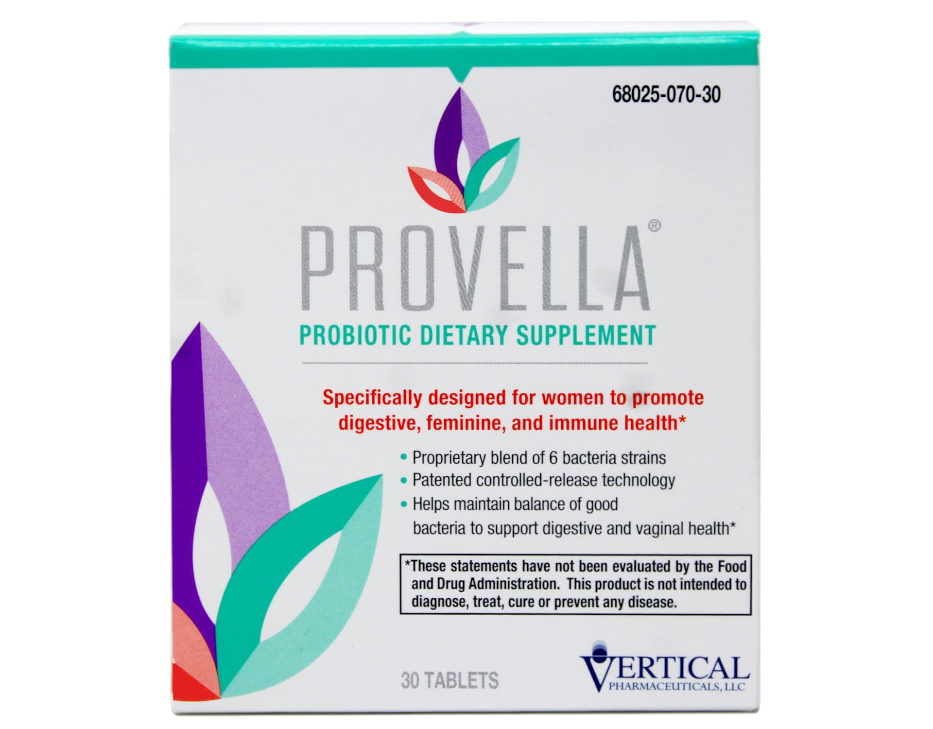 Provella Probiotic Supplement 30 Tablets front view