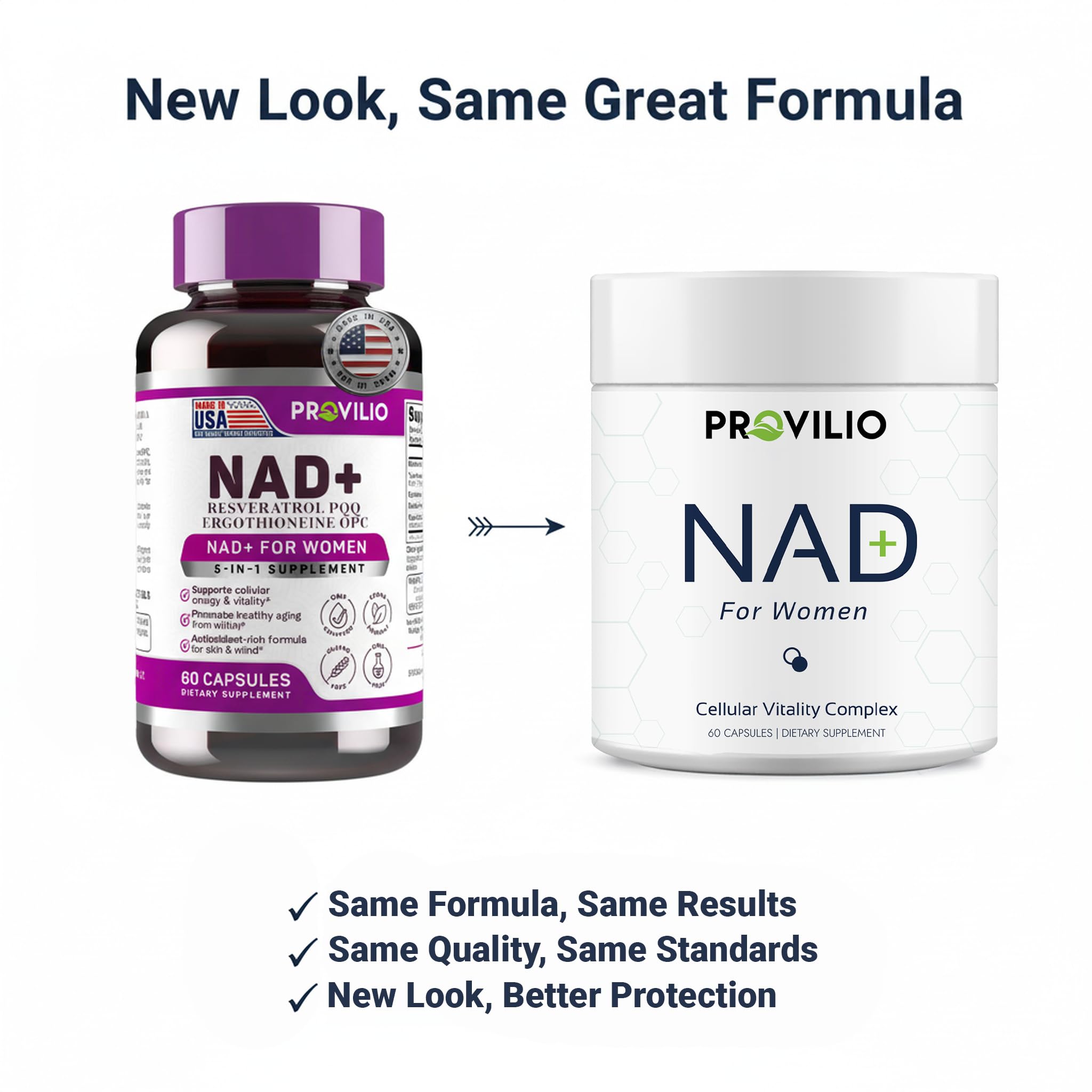 Provilio NAD Resveratrol Supplement 60 Capsules opened bottle