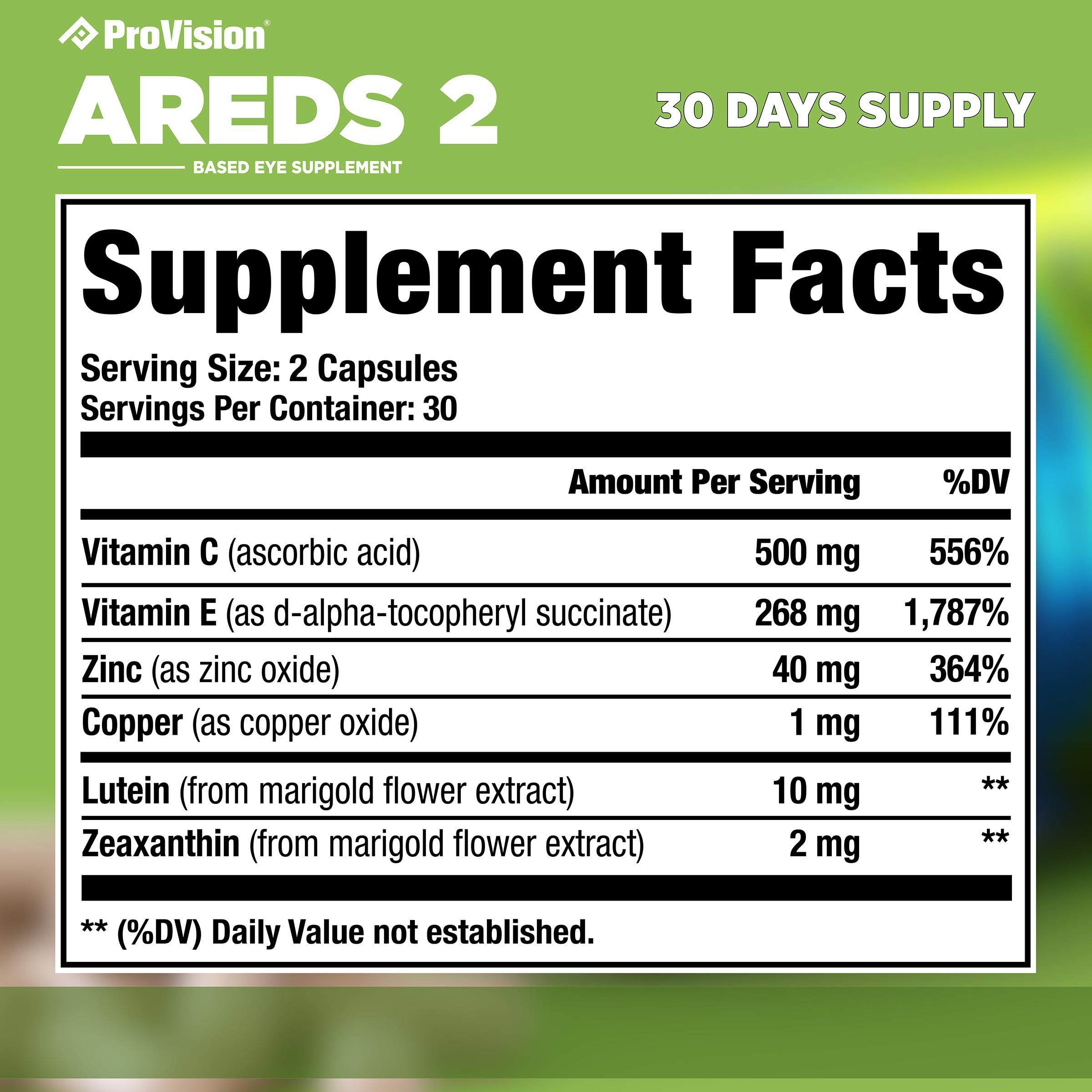 ProVision Eye Supplement capsules on a table