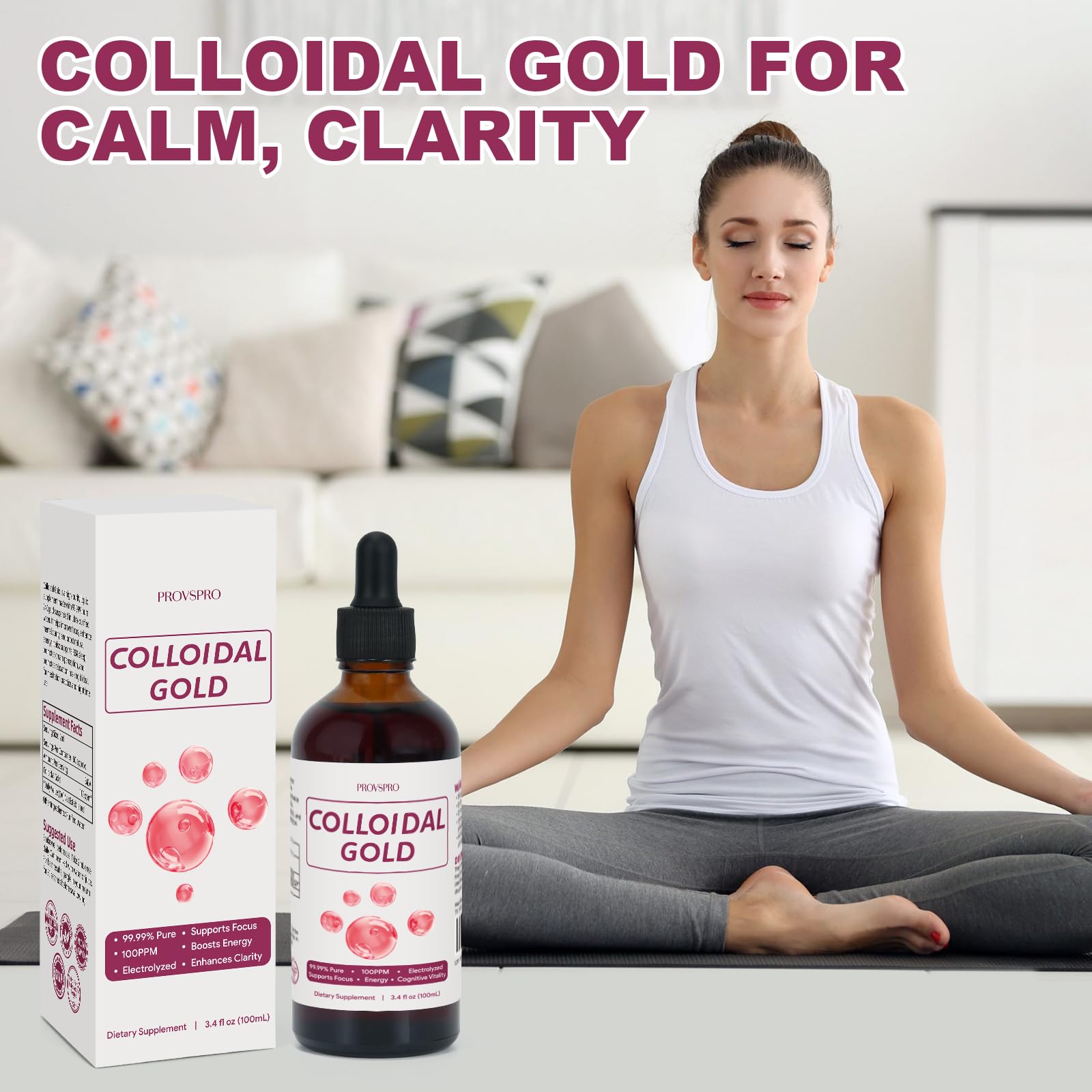 provspro Colloidal Gold Supplement 222g bottle side view