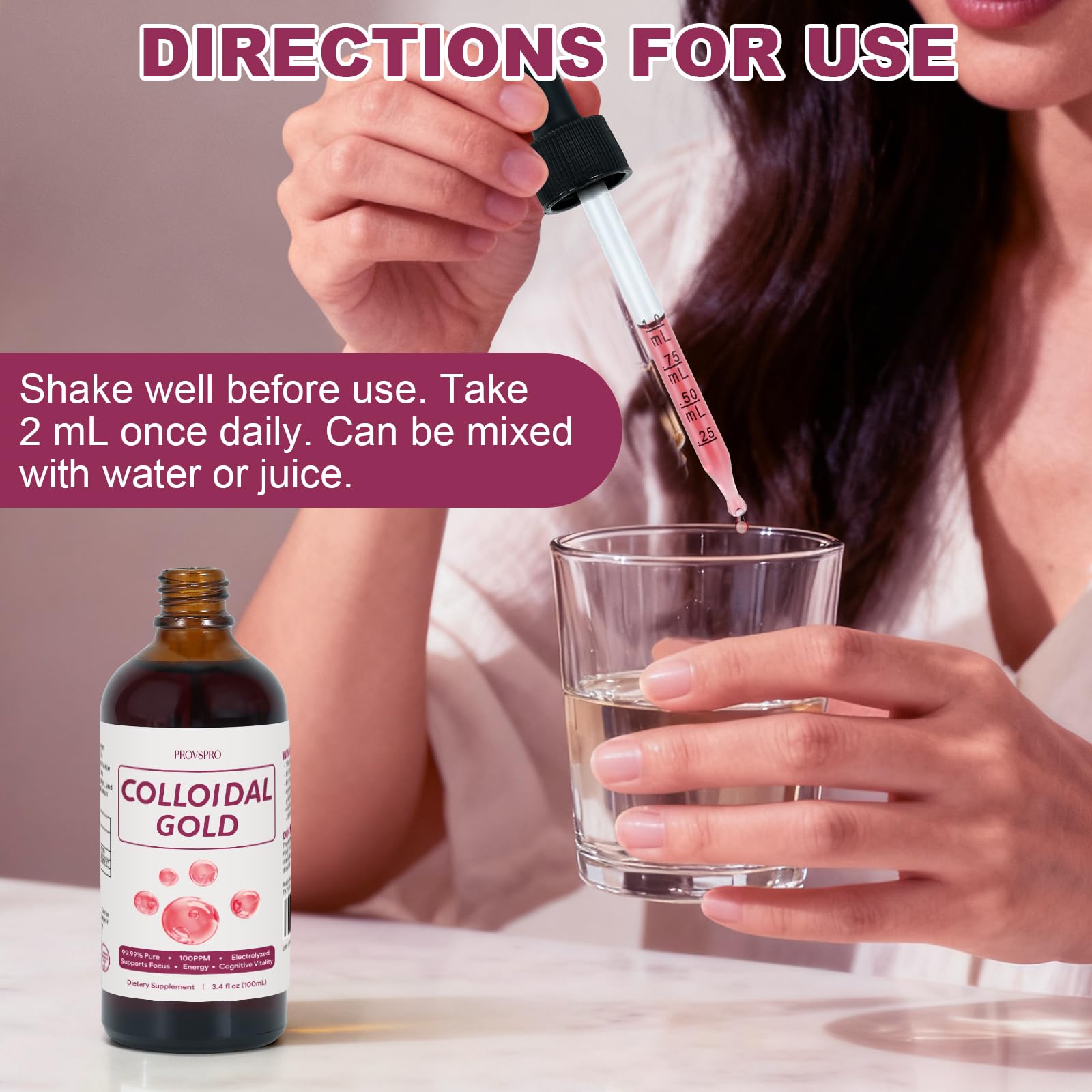 provspro Colloidal Gold Supplement 222g on a table setting