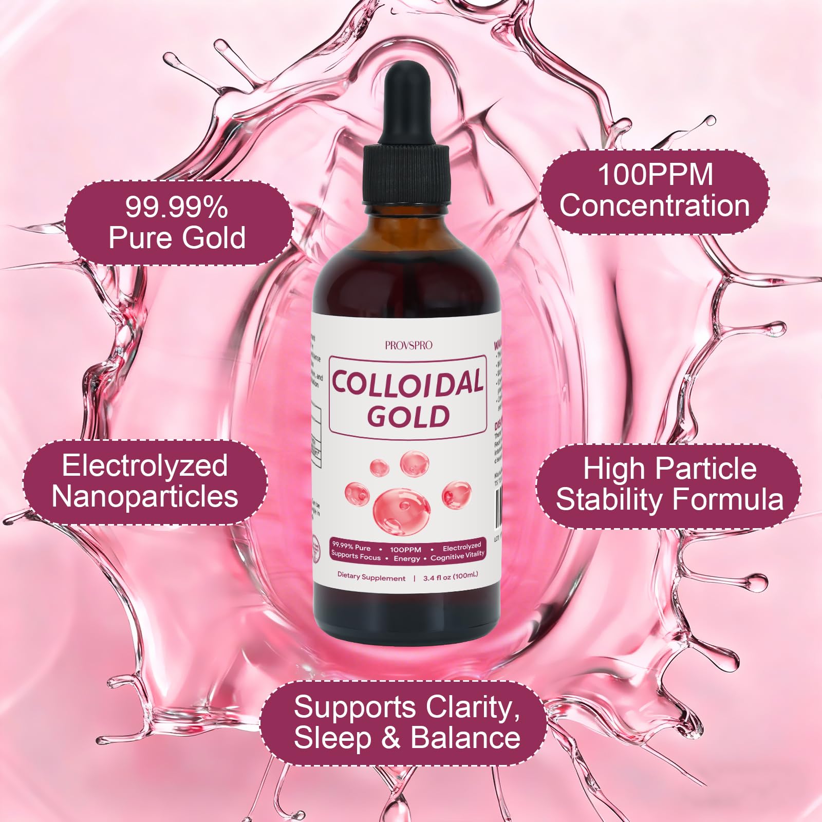 provspro Colloidal Gold Supplement 222g packaging details
