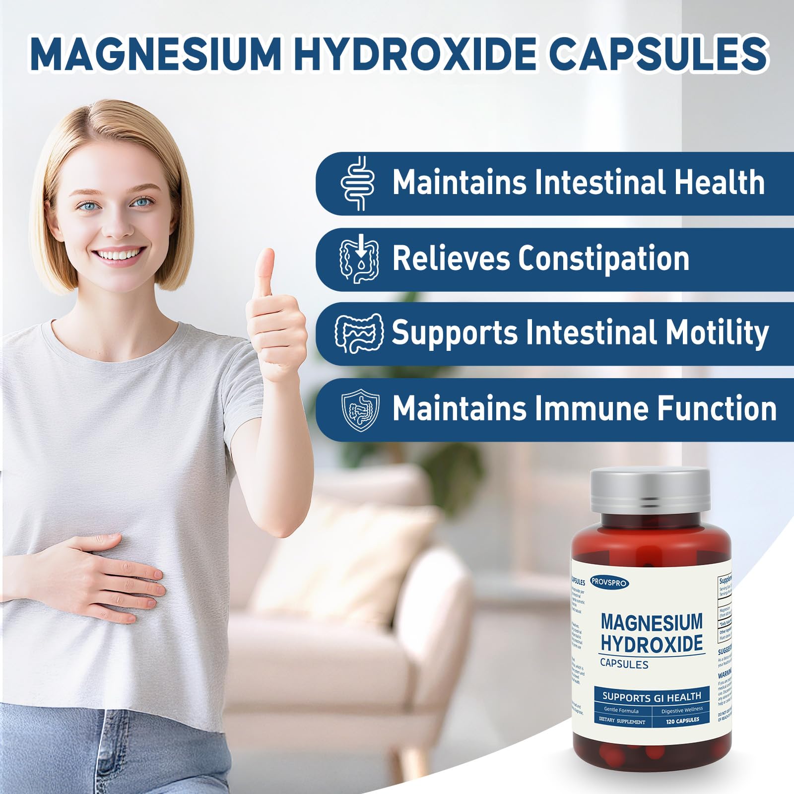 provspro Magnesium Hydroxide Capsules 600mg back label