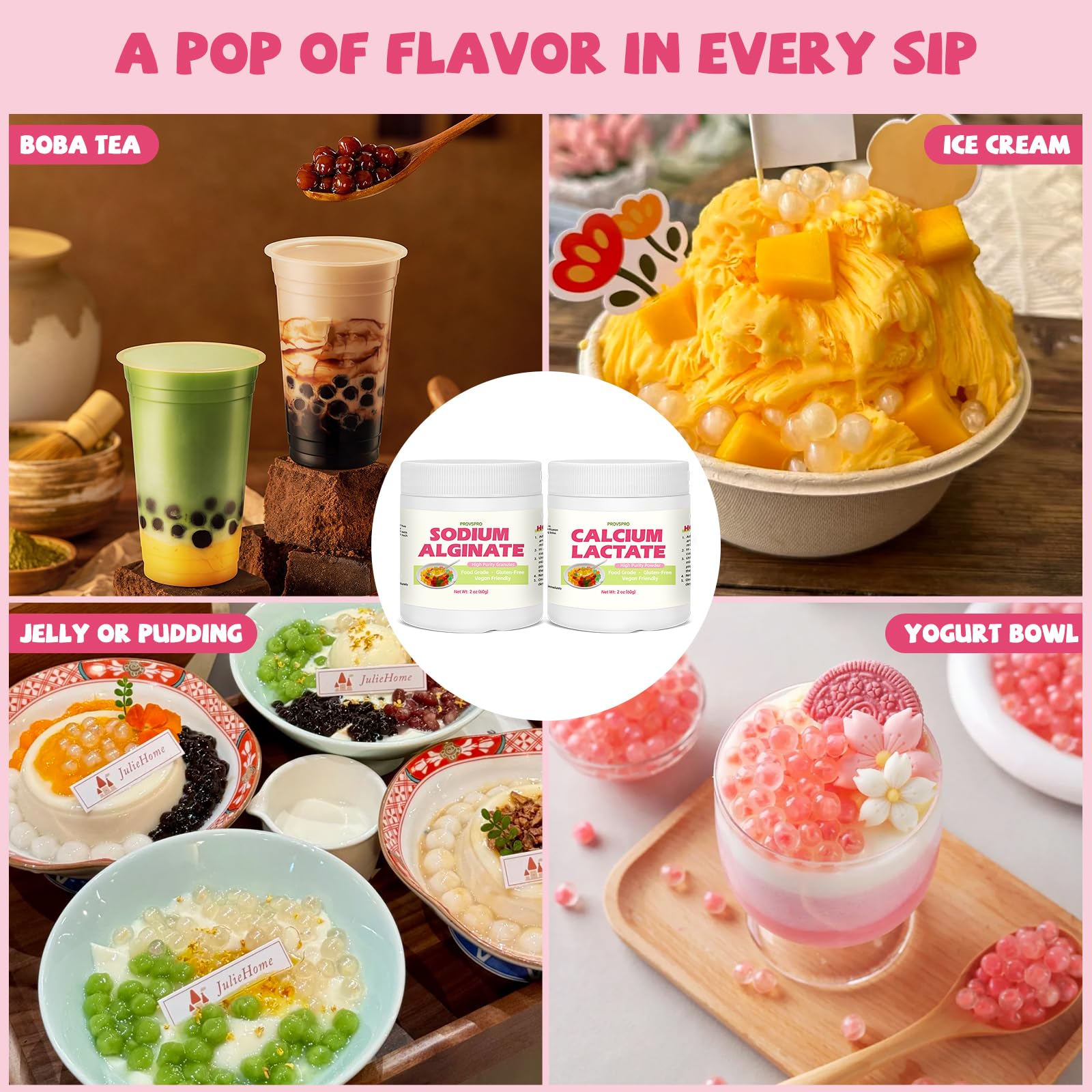 provspro Popping Boba pearls on a dessert plate