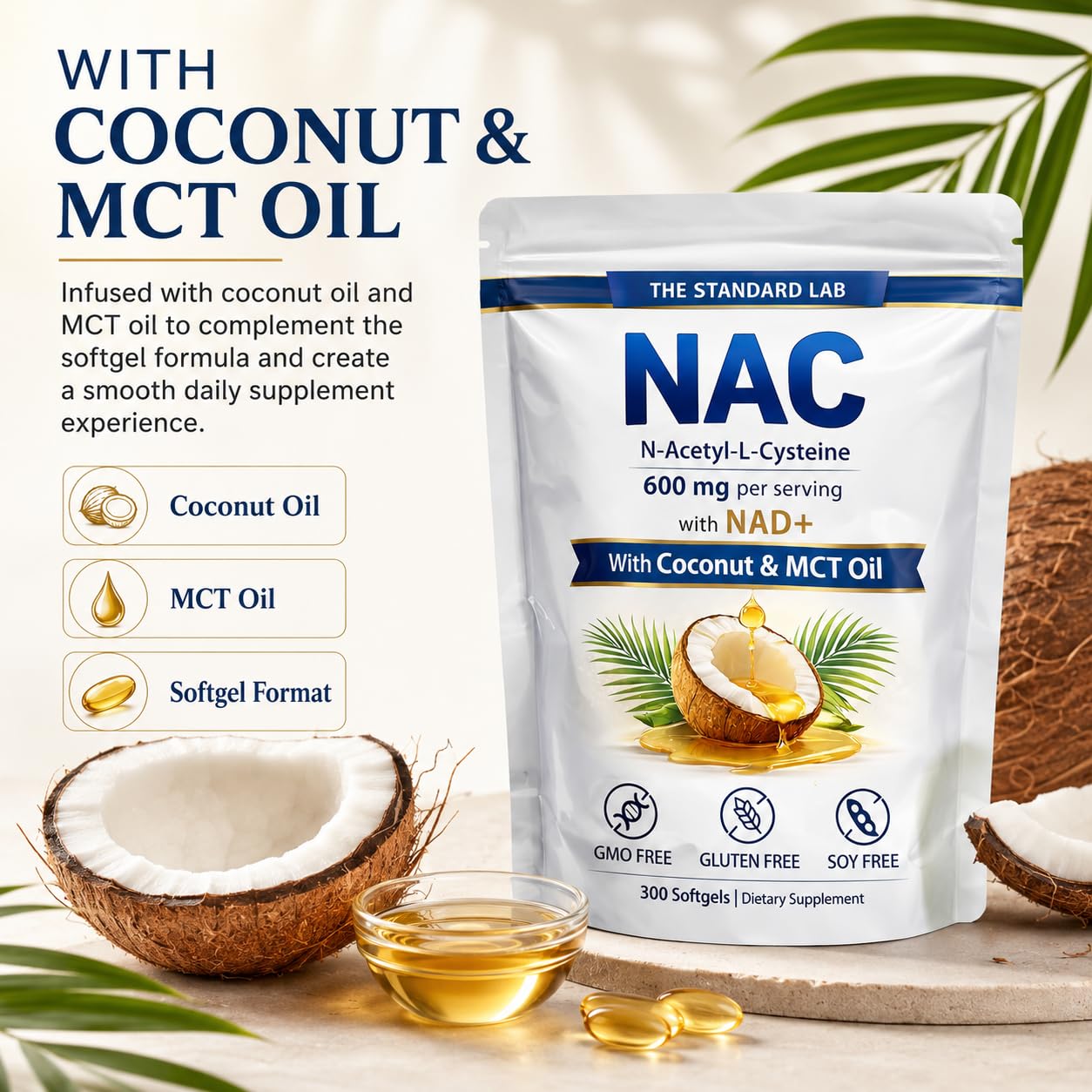 Prspy NAC Daily Nutritional Support Softgels on a kitchen counter