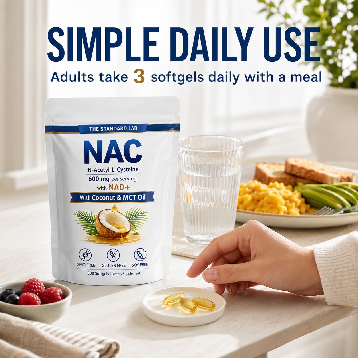 Prspy NAC Daily Nutritional Support Softgels with coconut oil and MCT oil