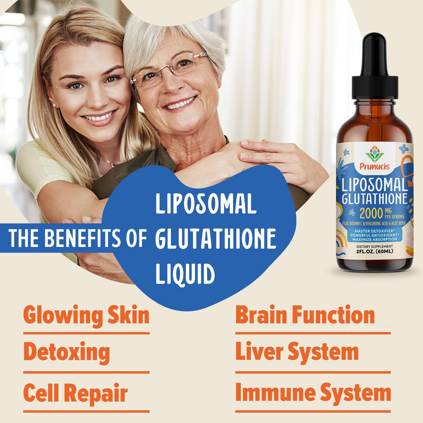 Prunucis Liposomal Glutathione Liquid 2000mg with measuring spoon