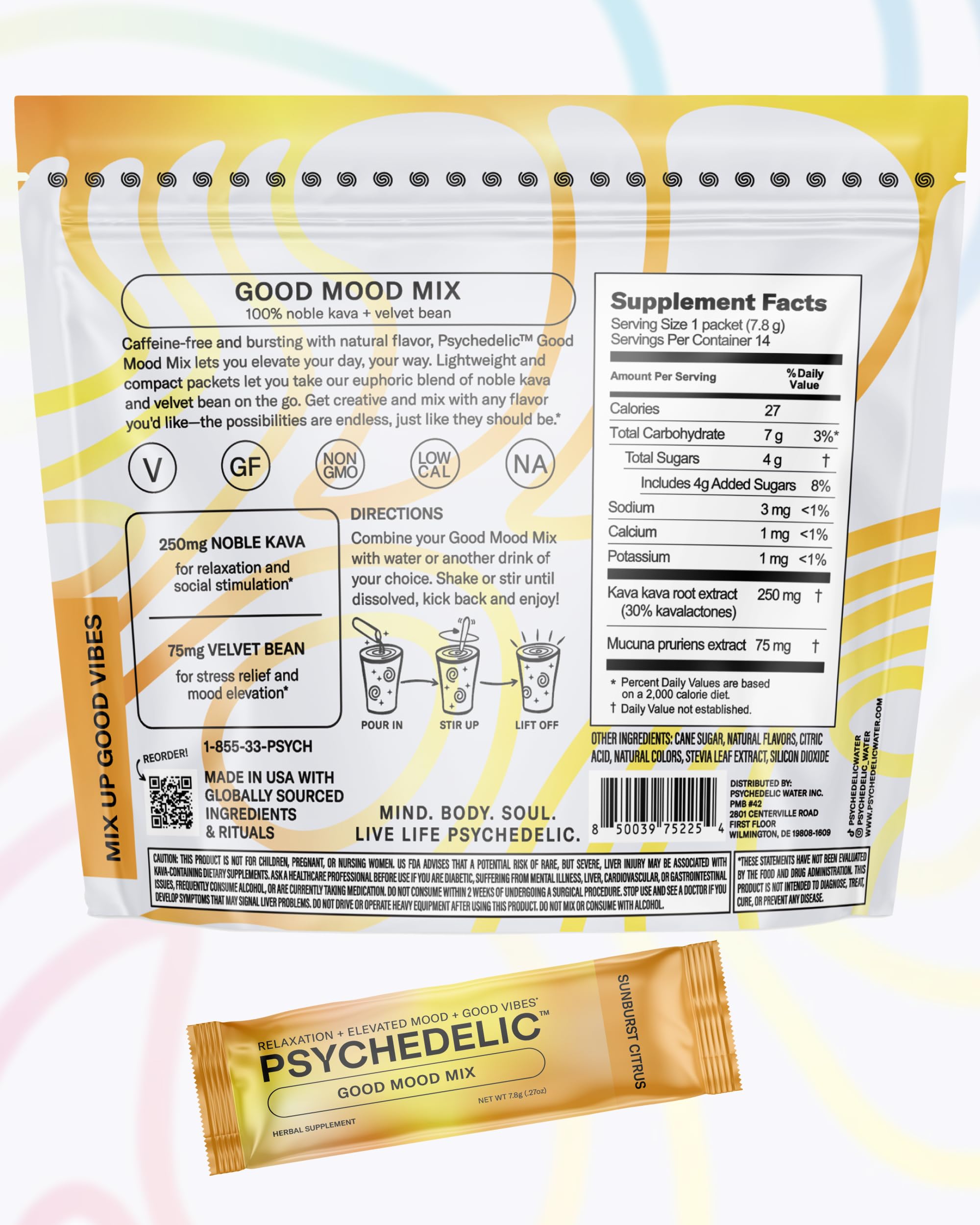 Psychedelic Water Kava Kava Supplement citrus flavour