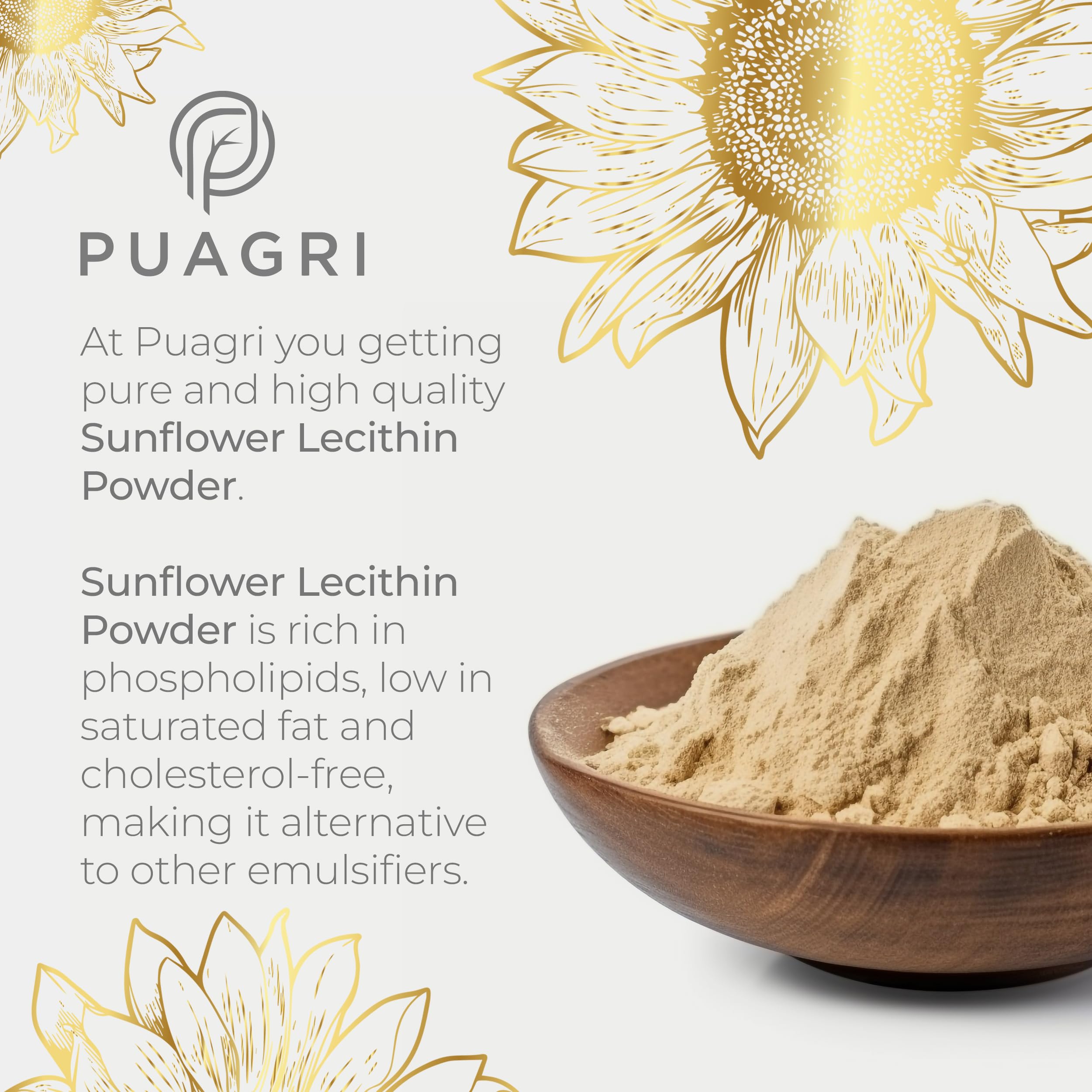 Puagri Sunflower Lecithin Powder 340g side view