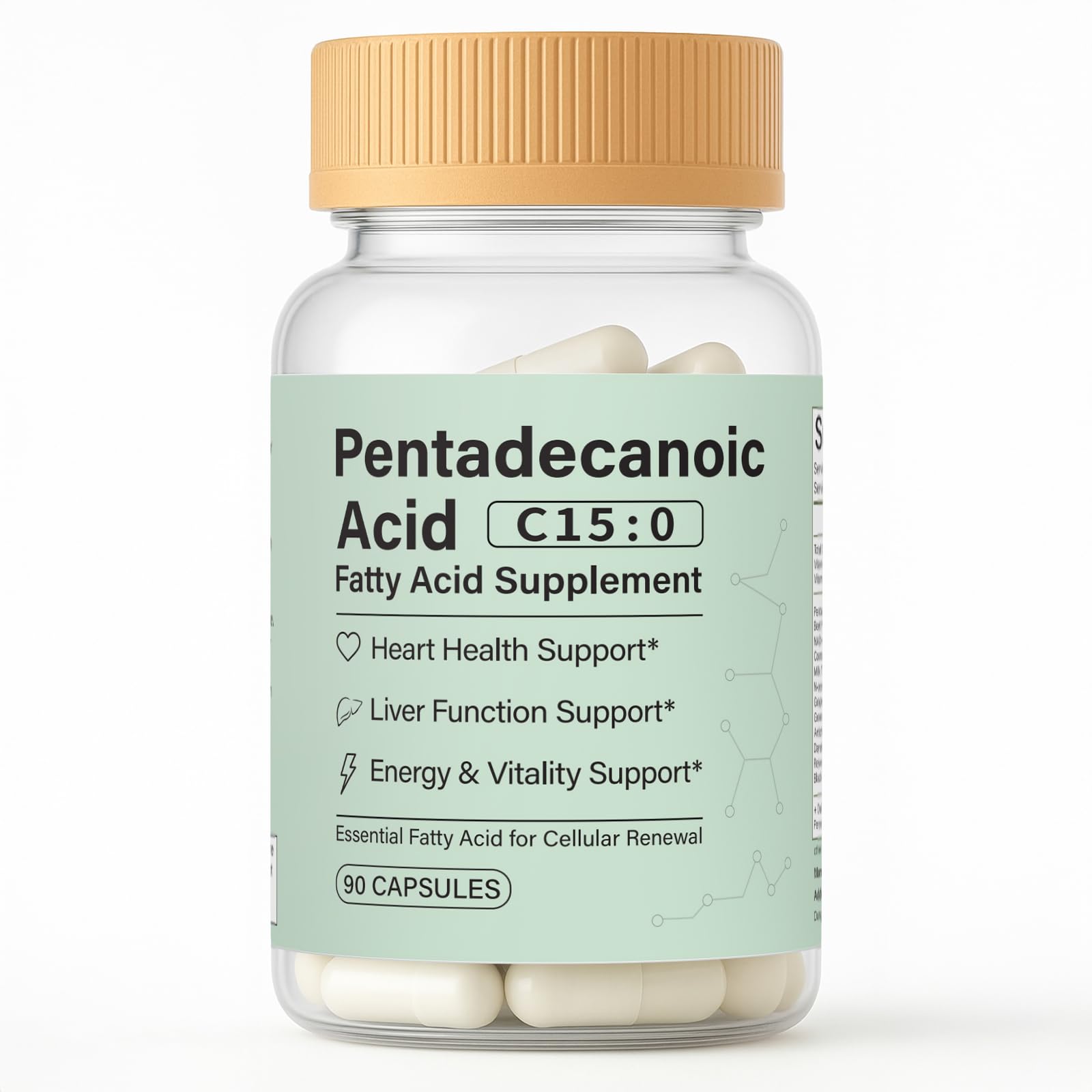 pucges Pentadecanoic Acid Capsules front view with packaging