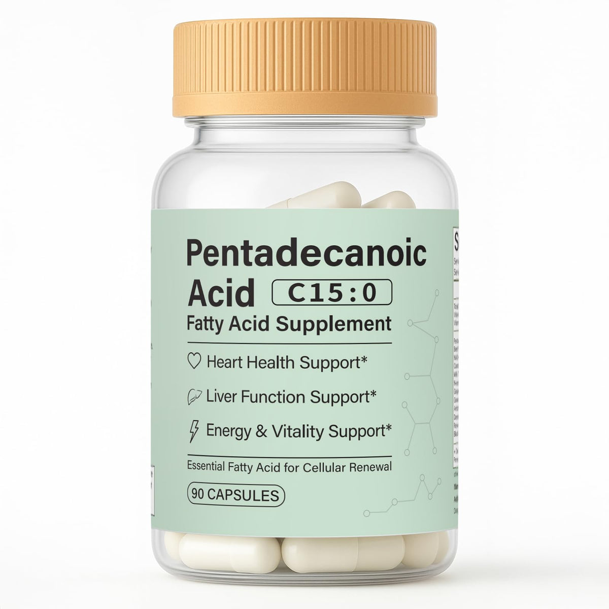 pucges Pentadecanoic Acid Capsules front view with packaging