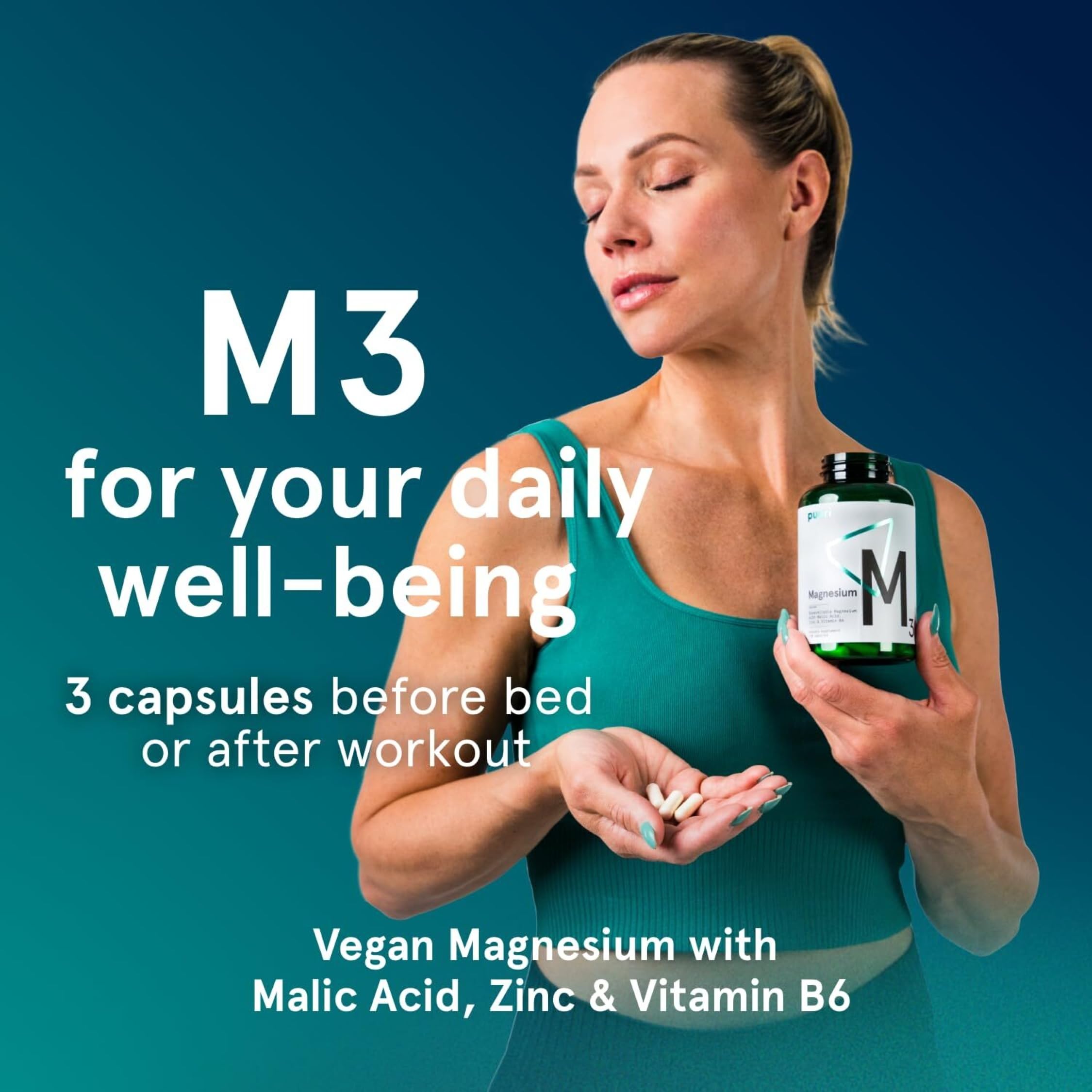 Puori M3 Magnesium Supplement ingredients list on packaging