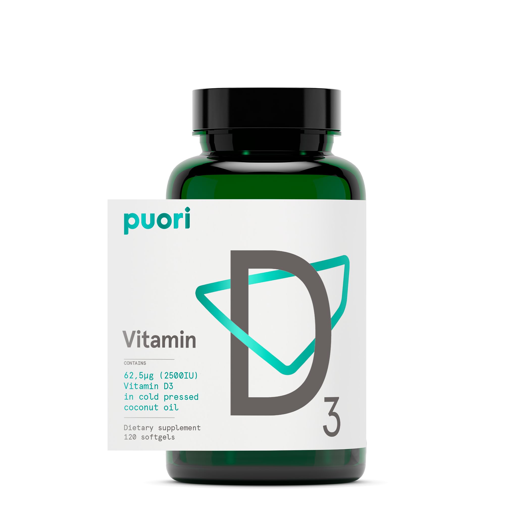 Puori Vitamin D3 Supplement 54g bottle front view
