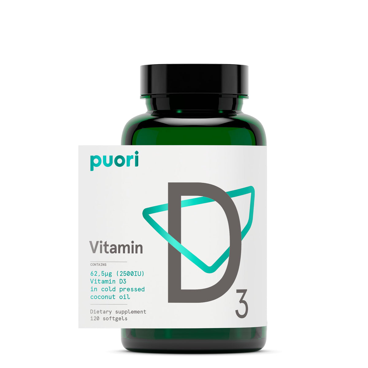 Puori Vitamin D3 Supplement 54g bottle front view