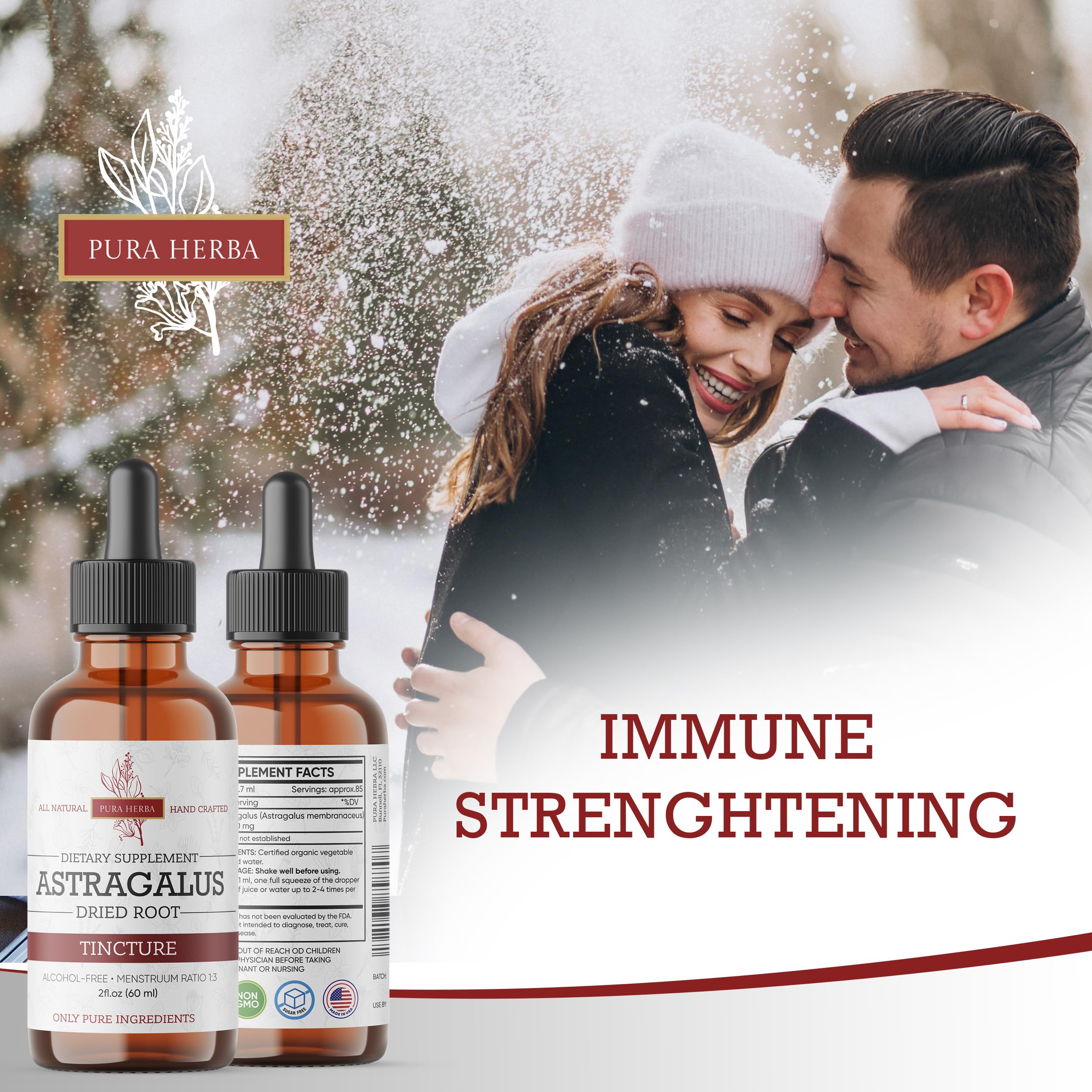 Pura Herba Astragalus Root Extract liquid supplement bottle side view