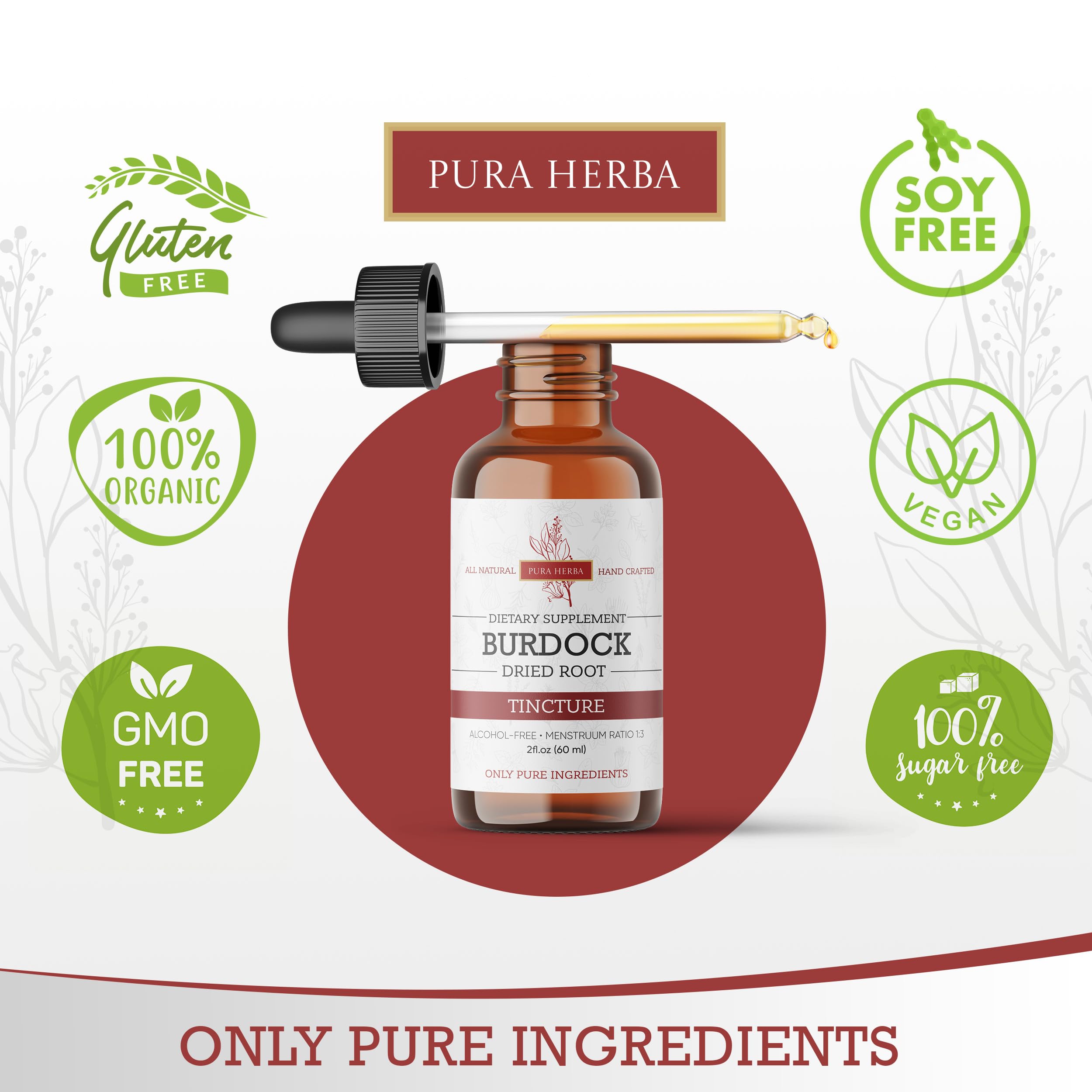 Pura Herba Burdock Root Liquid Extract 2 oz packaging