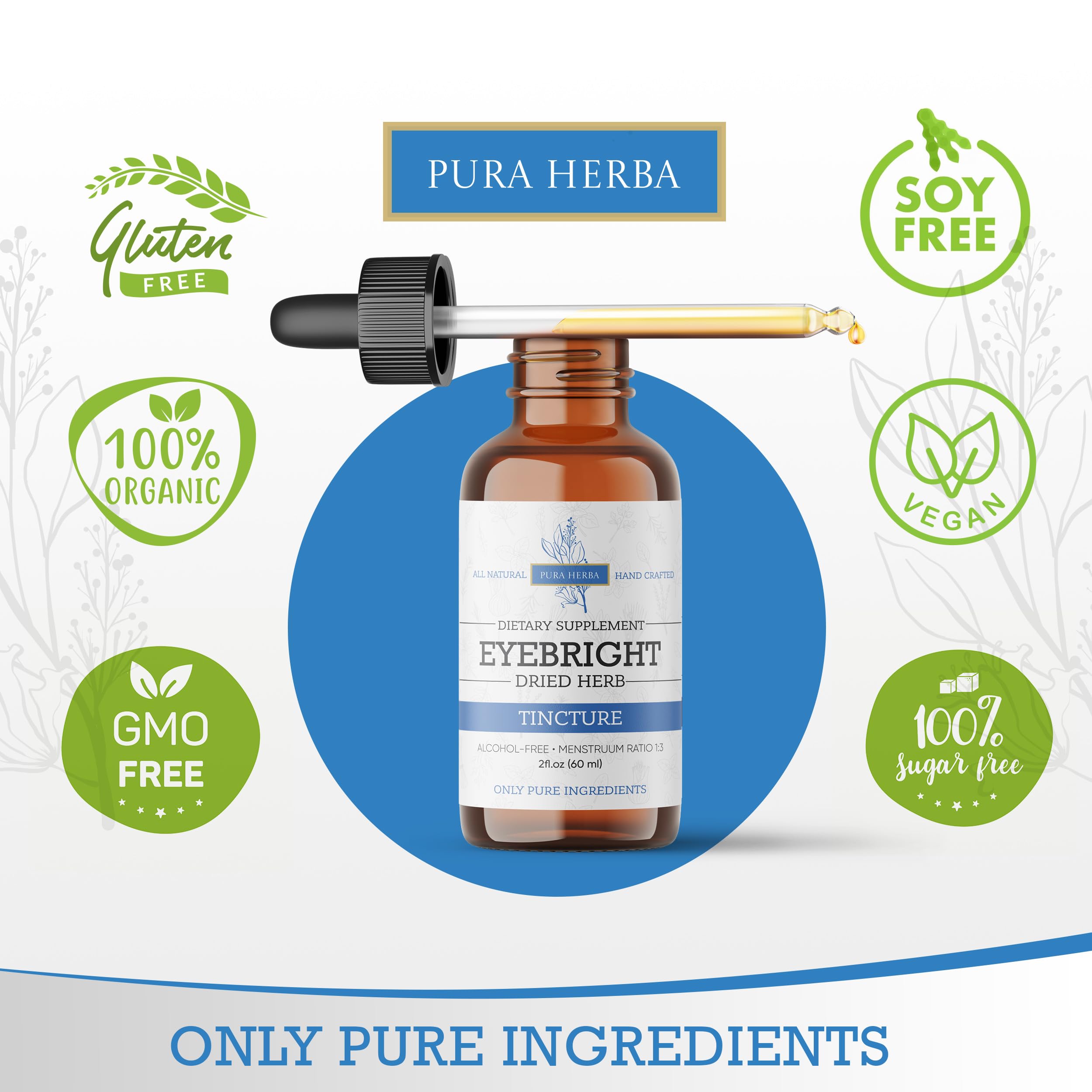 Pura Herba Eyebright tincture with water and juice