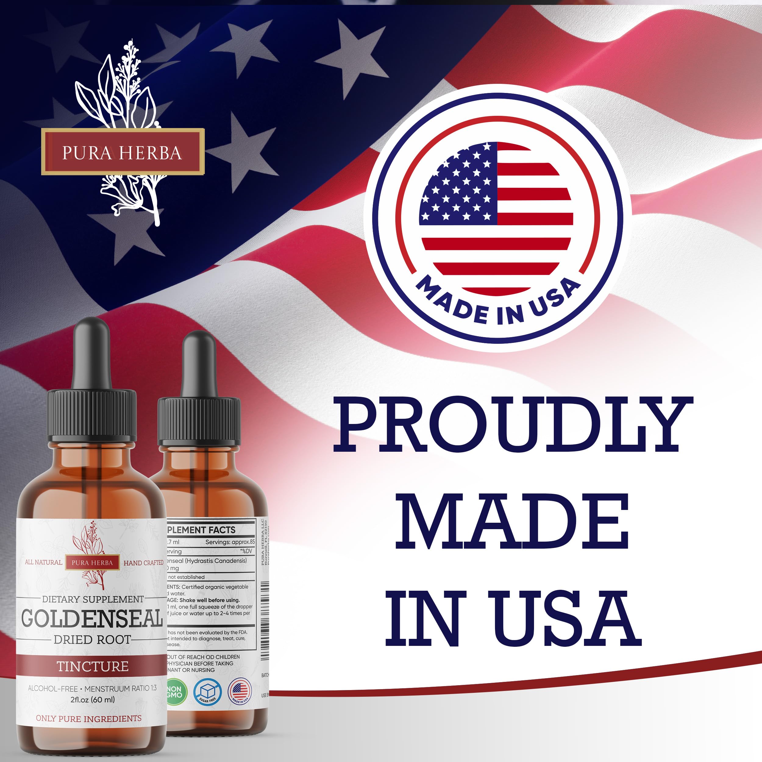 Pura Herba Goldenseal Tincture 4 oz with dropper in lifestyle setting