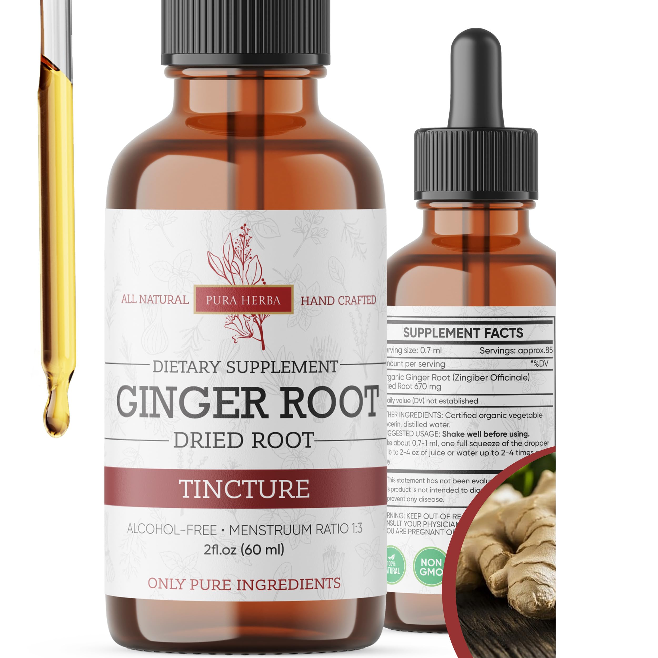 Pura Herba Herbal Supplement Tincture front view with dropper