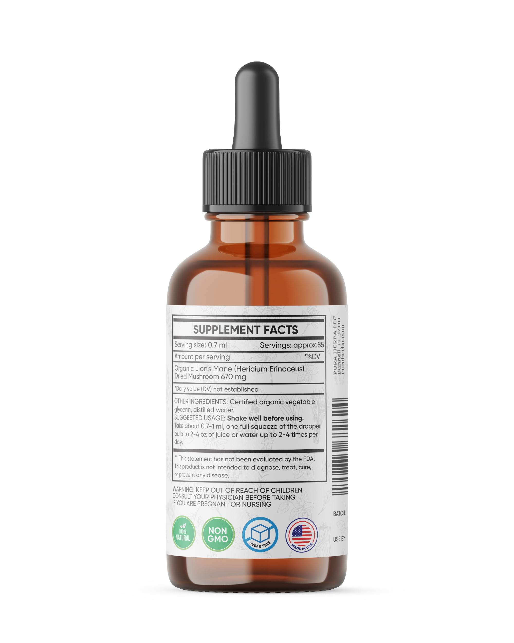 Pura Herba Herbal Tincture 91g with fresh herbs