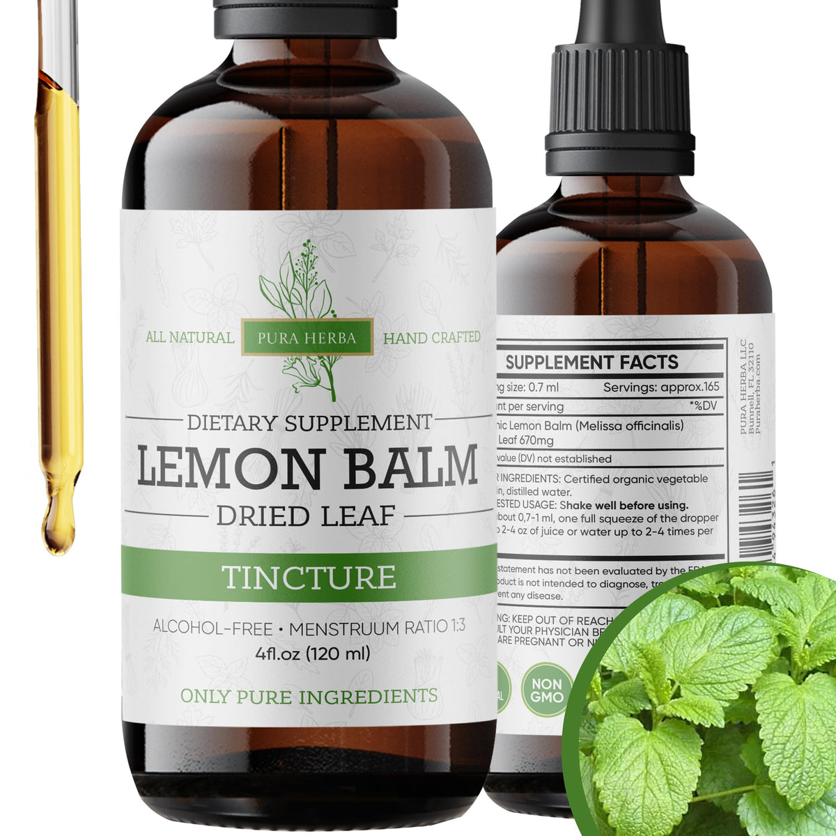 Pura Herba Lemon Balm Sleep Supplement 4 oz front view