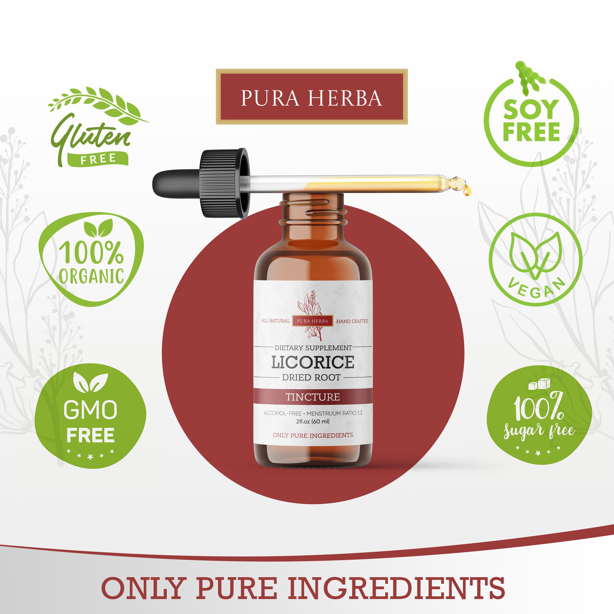 Pura Herba Licorice Root Liquid Extract 2 oz with tea