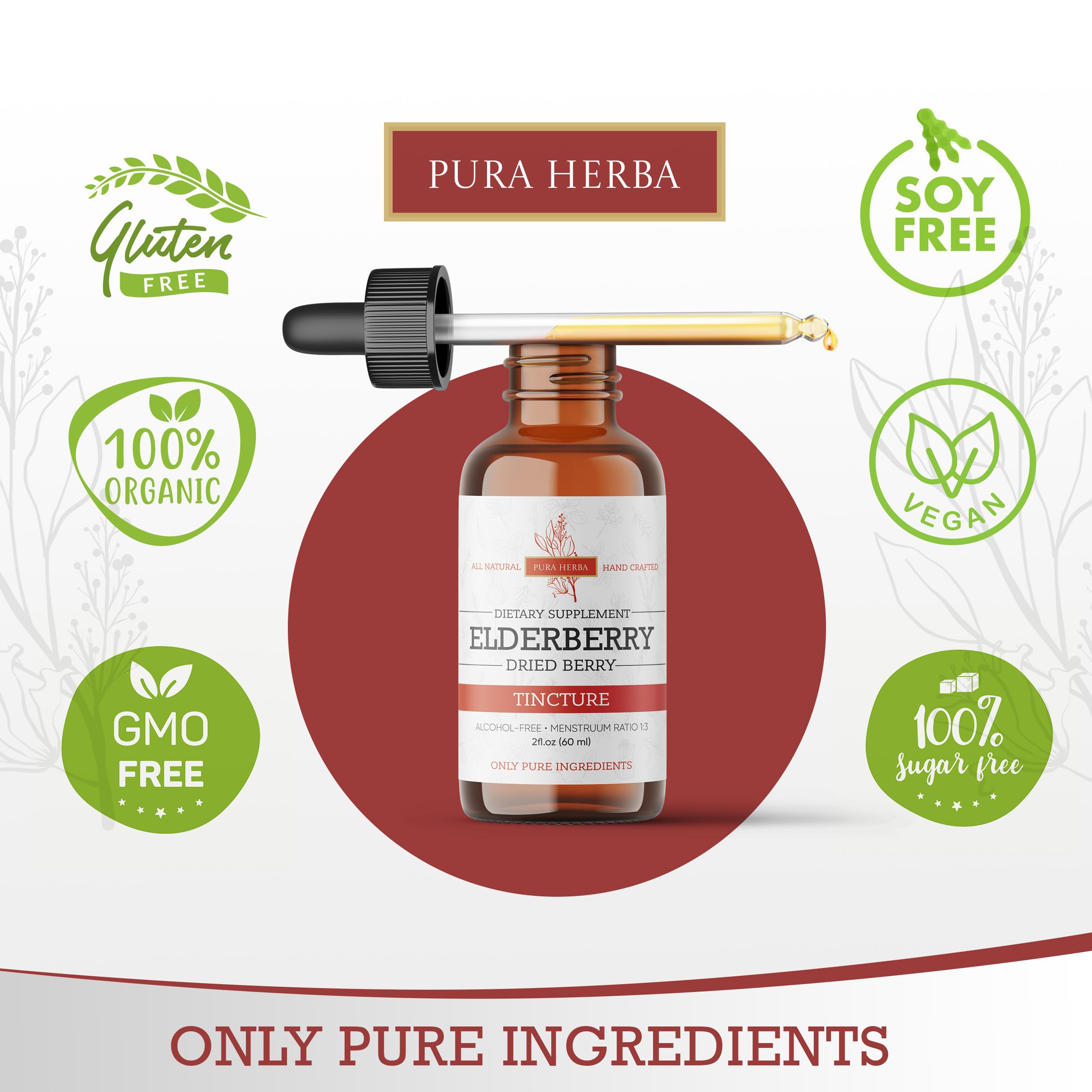 Pura Herba Organic Elderberry Drops on a wooden table