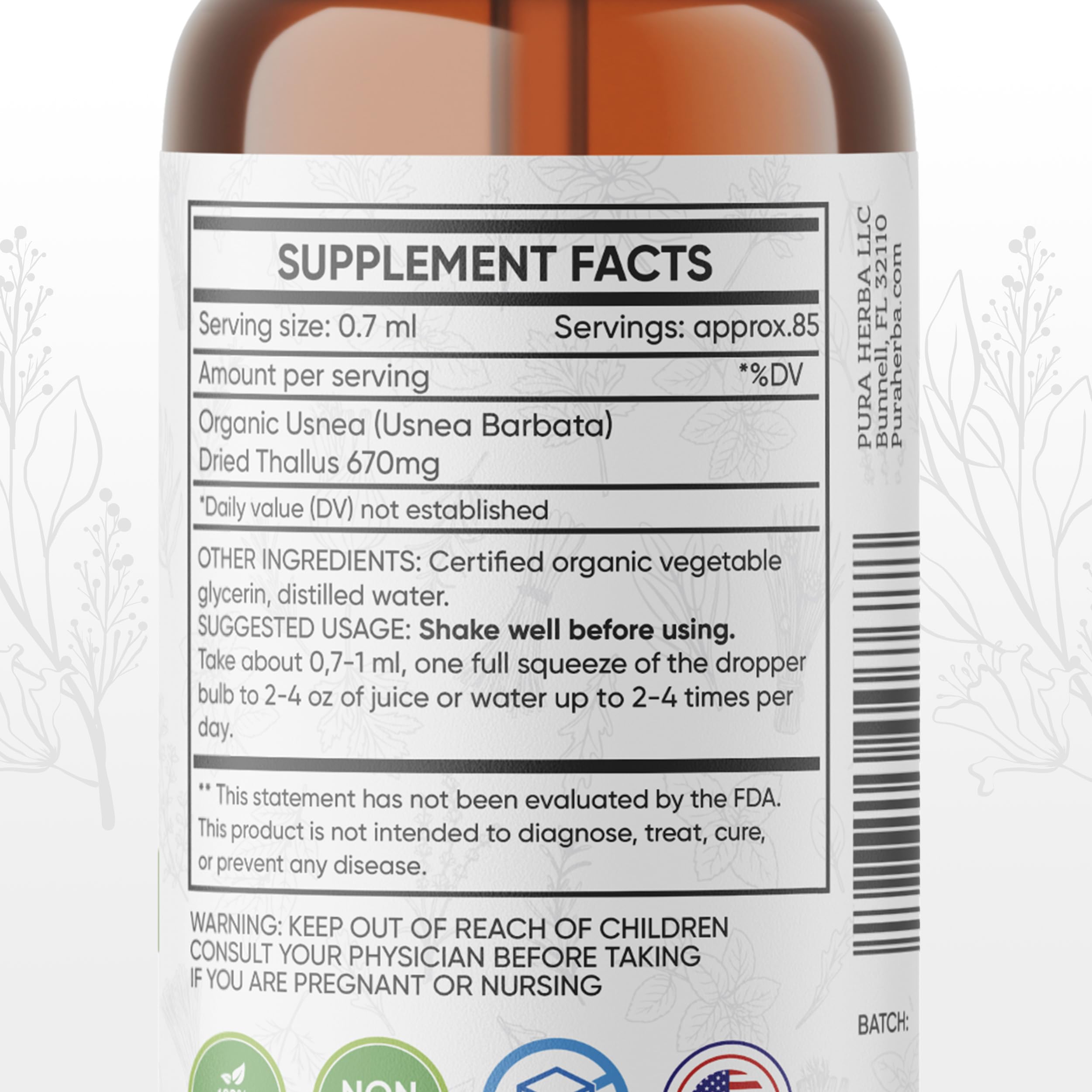 Pura Herba Usnea Tincture with herbal ingredients