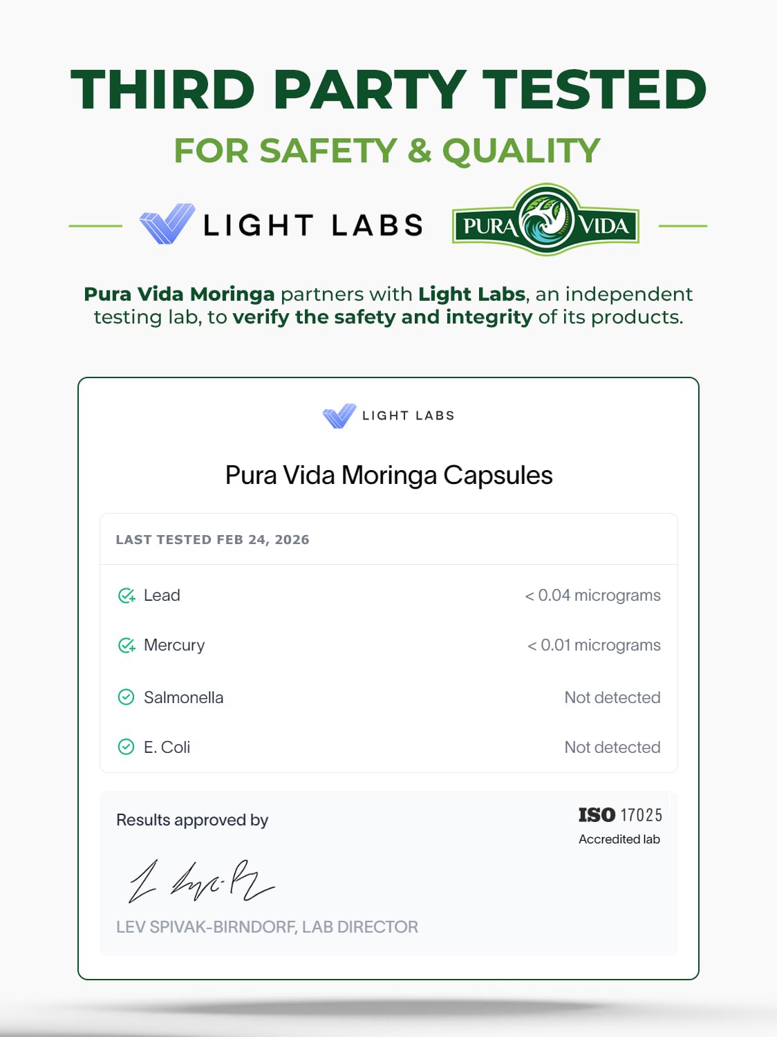 PURA VIDA MORINGA Moringa Extract Liquid bottle side view