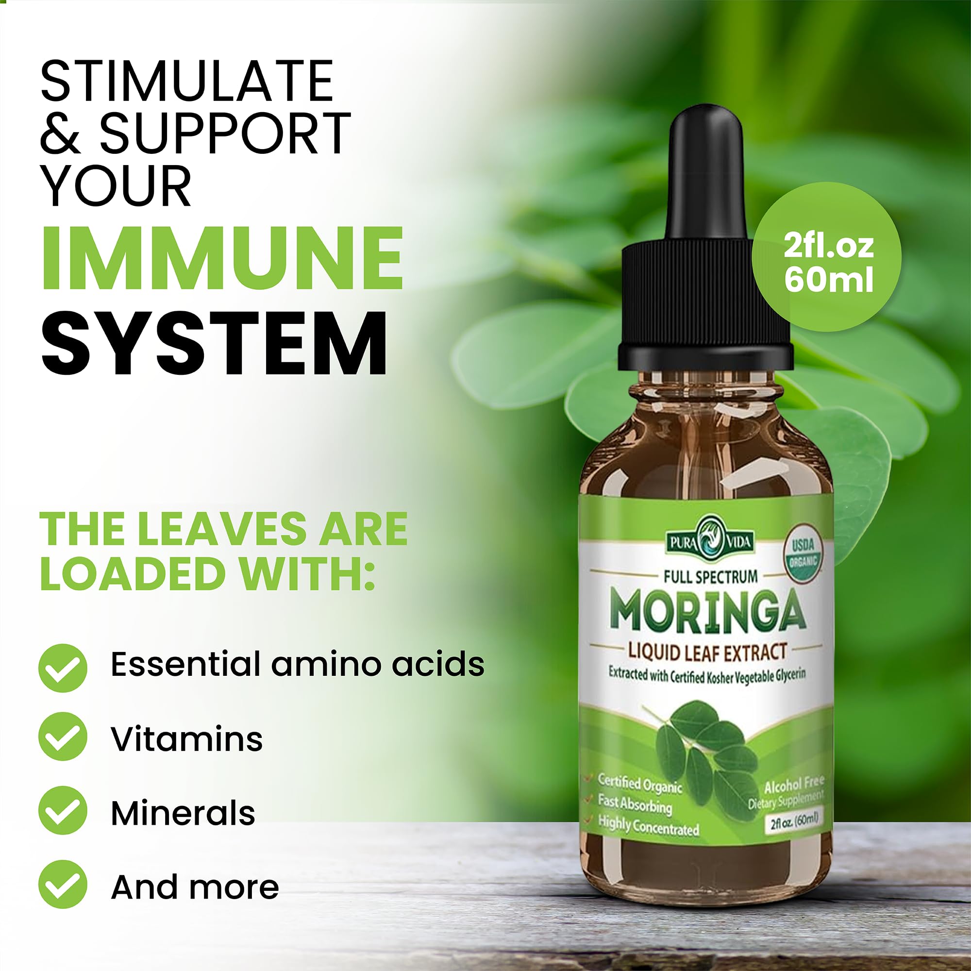 PURA VIDA MORINGA Moringa Extract Liquid with dropper