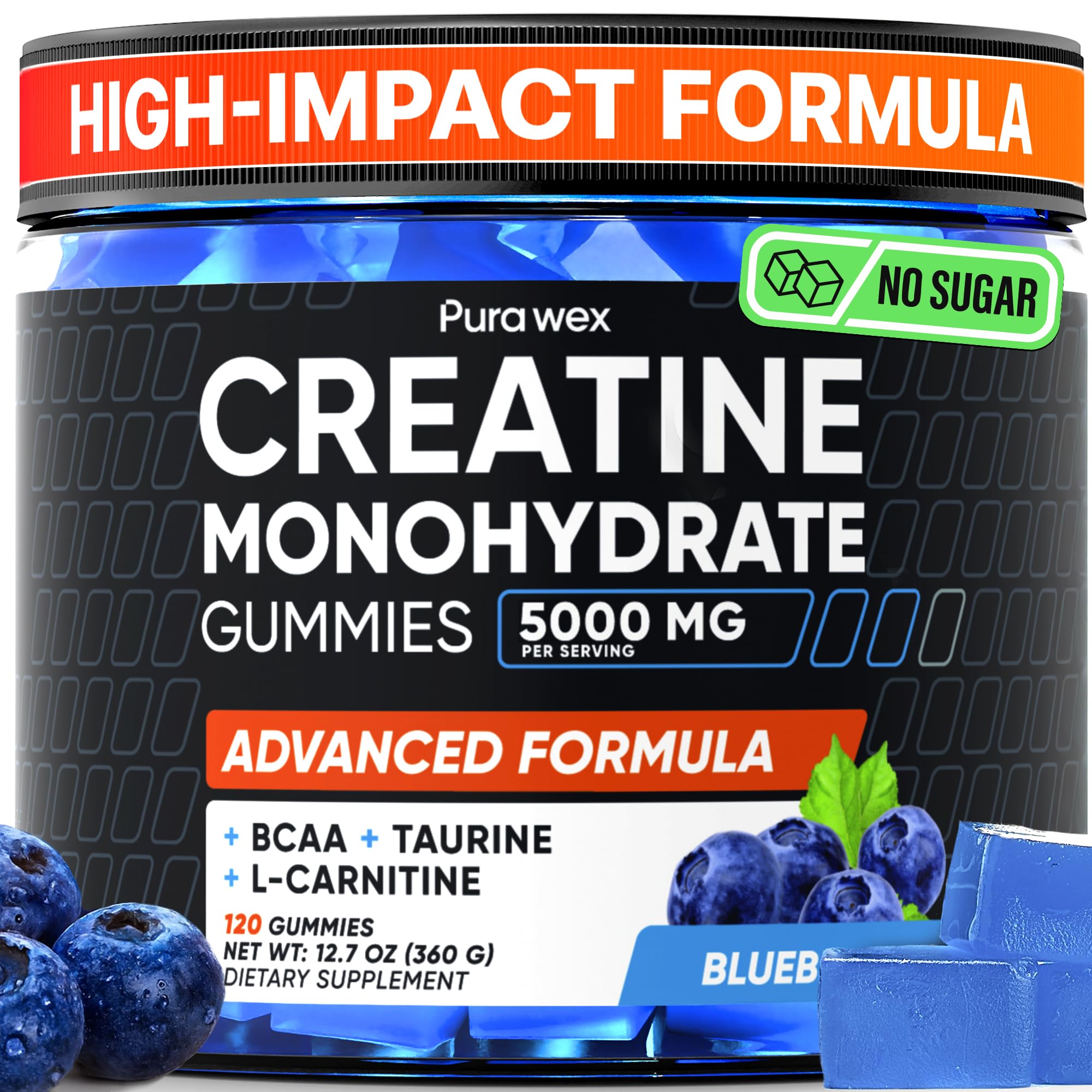 PURA WEX NUTRITION Creatine Gummies 5000mg Complex front view