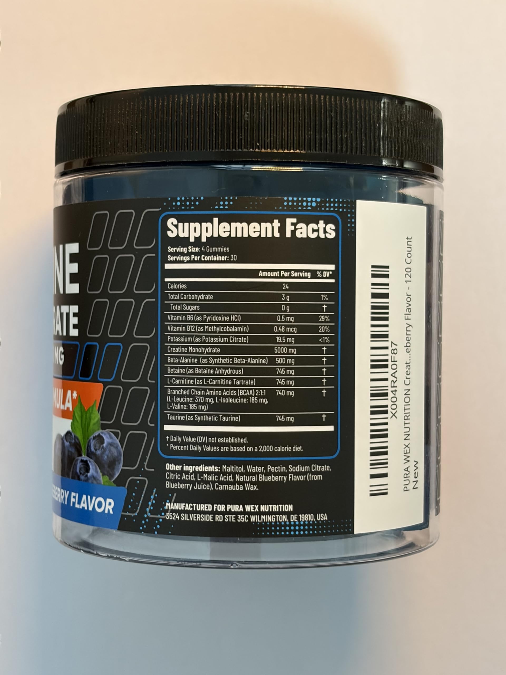 PURA WEX NUTRITION Creatine Gummies ingredients list
