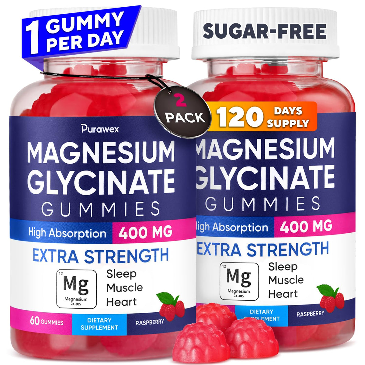 PURA WEX NUTRITION Magnesium Glycinate Gummies front view