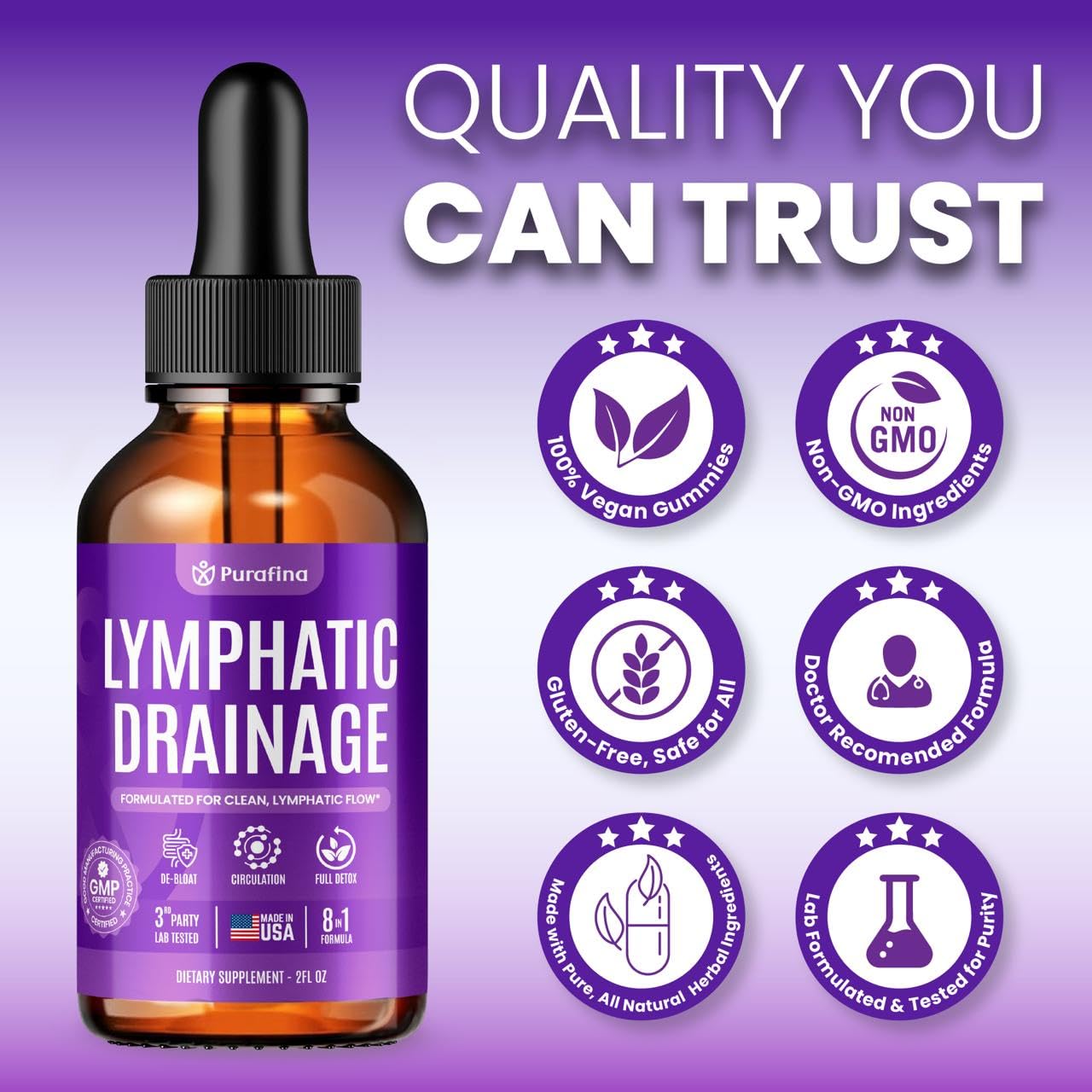 Purafina Lymphatic Drainage Drops 132g back view
