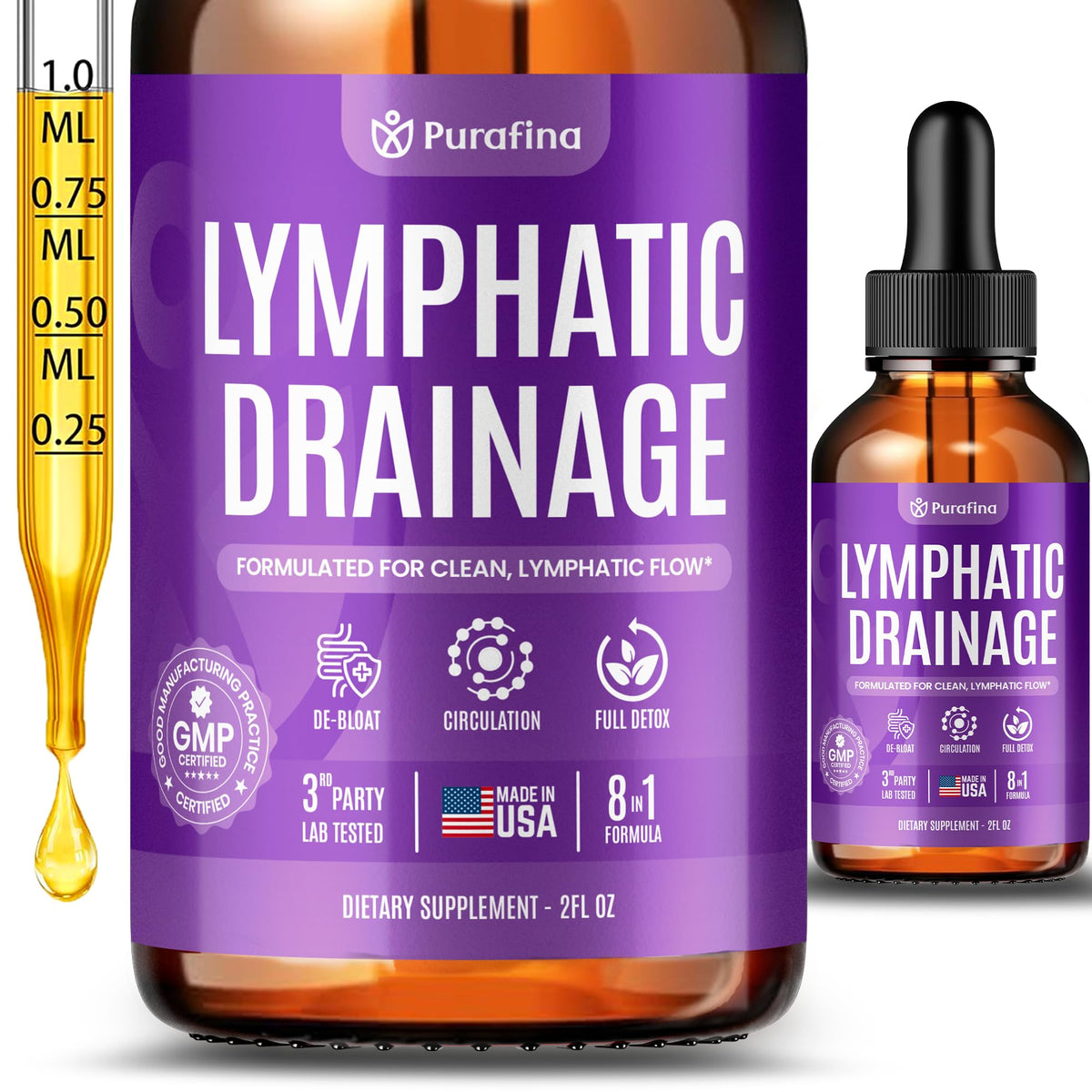Purafina Lymphatic Drainage Drops 132g front view